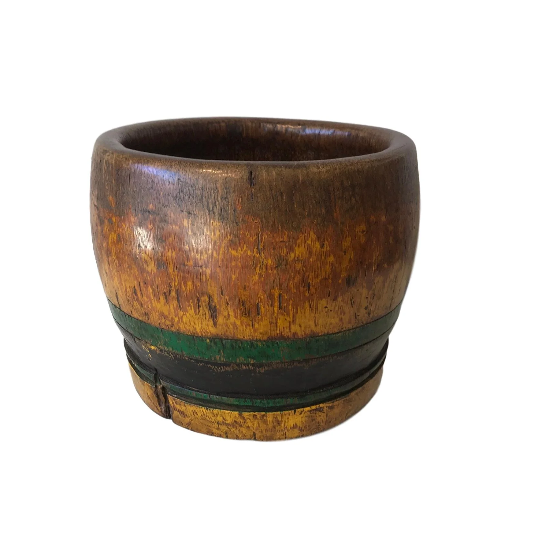 Palm Wood Bowl, Green and Black Stripe