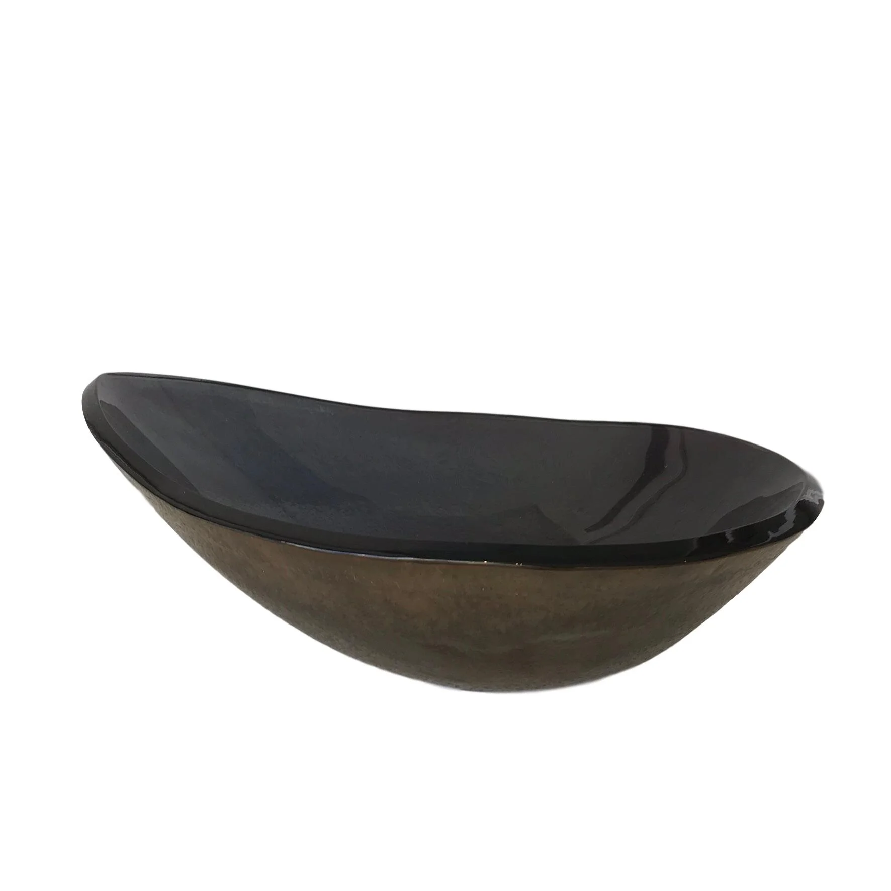 Asymetrical Glass Bowl, Bronze/Black