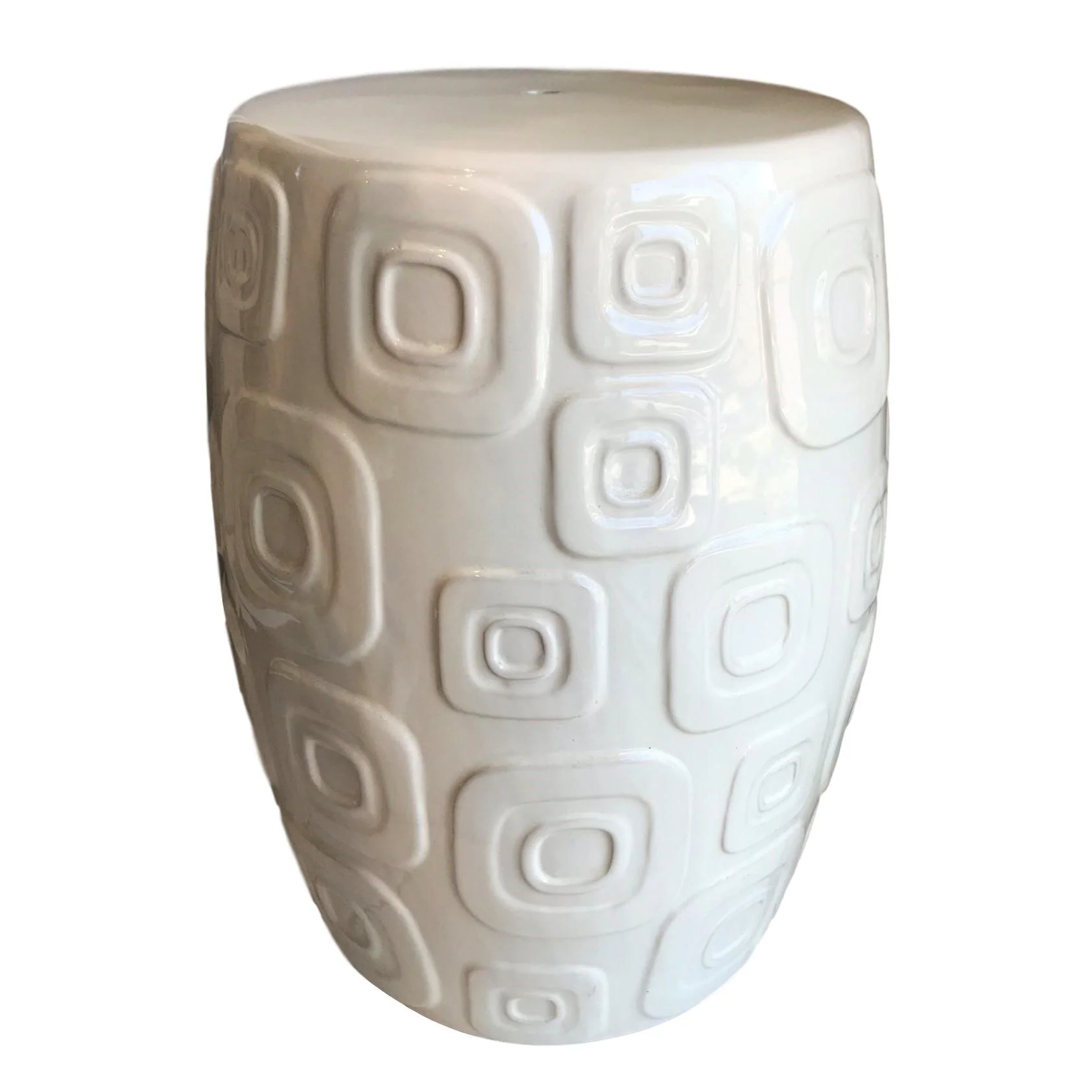 Modern Squares Garden Stool, White