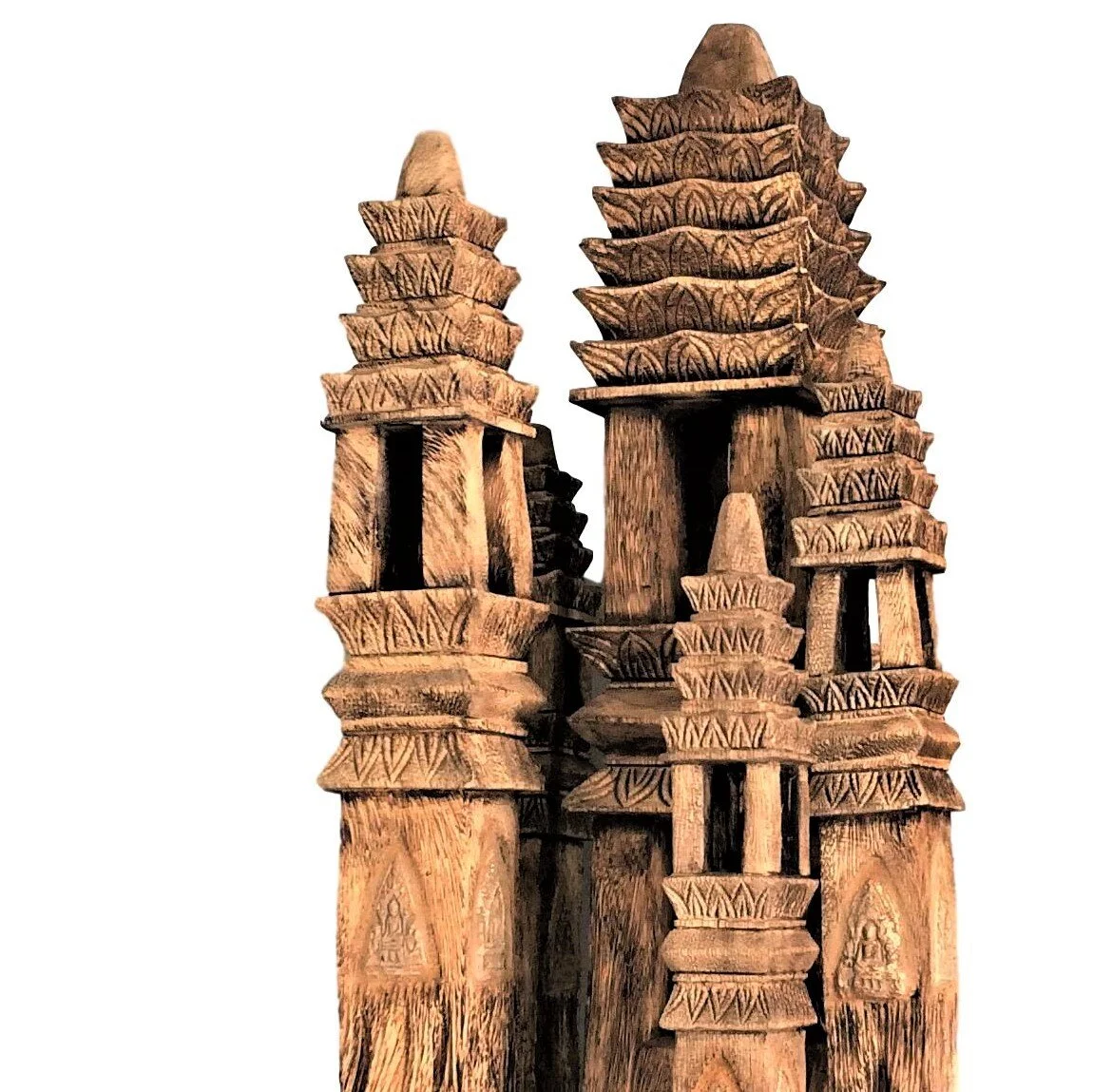 Carved Wood Temples on Iron Bases