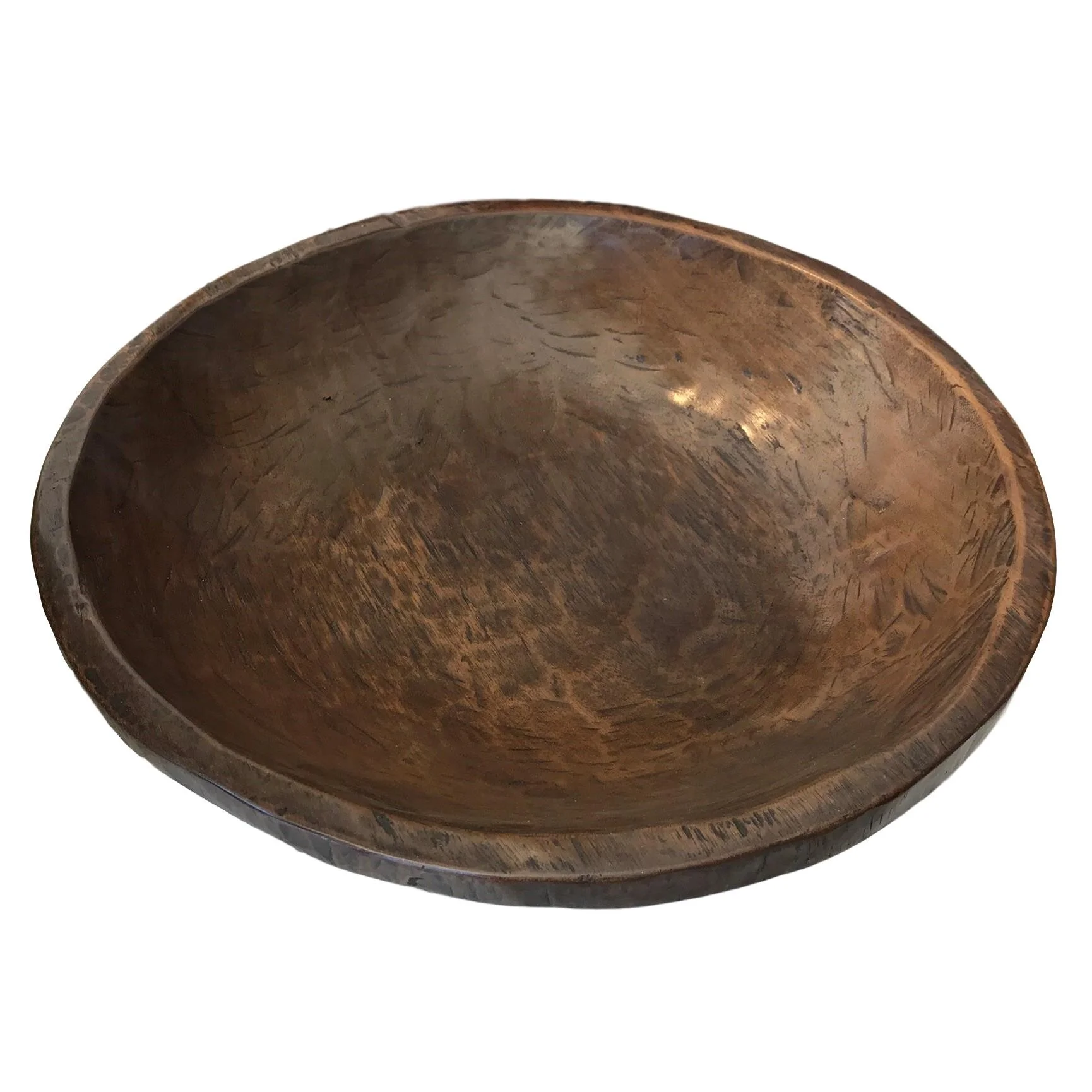 Large Rustic Wood Low Bowl