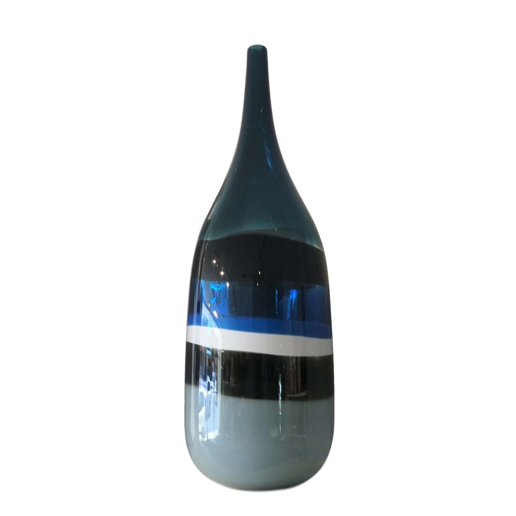 Striped Bottle - Blue, Black and White