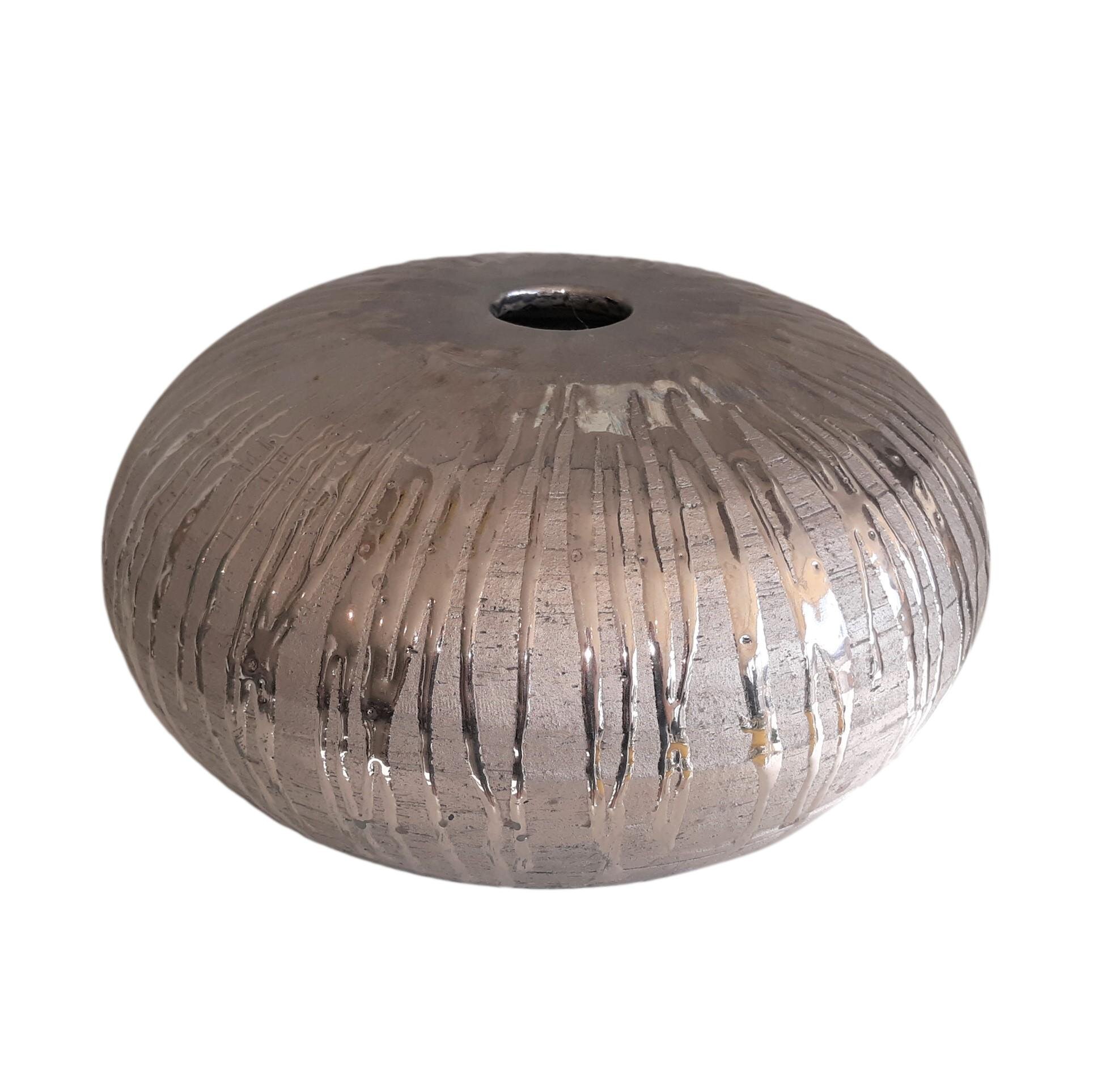 Drip Glaze Small Mouth Vase - Matte/Shiny Platinum