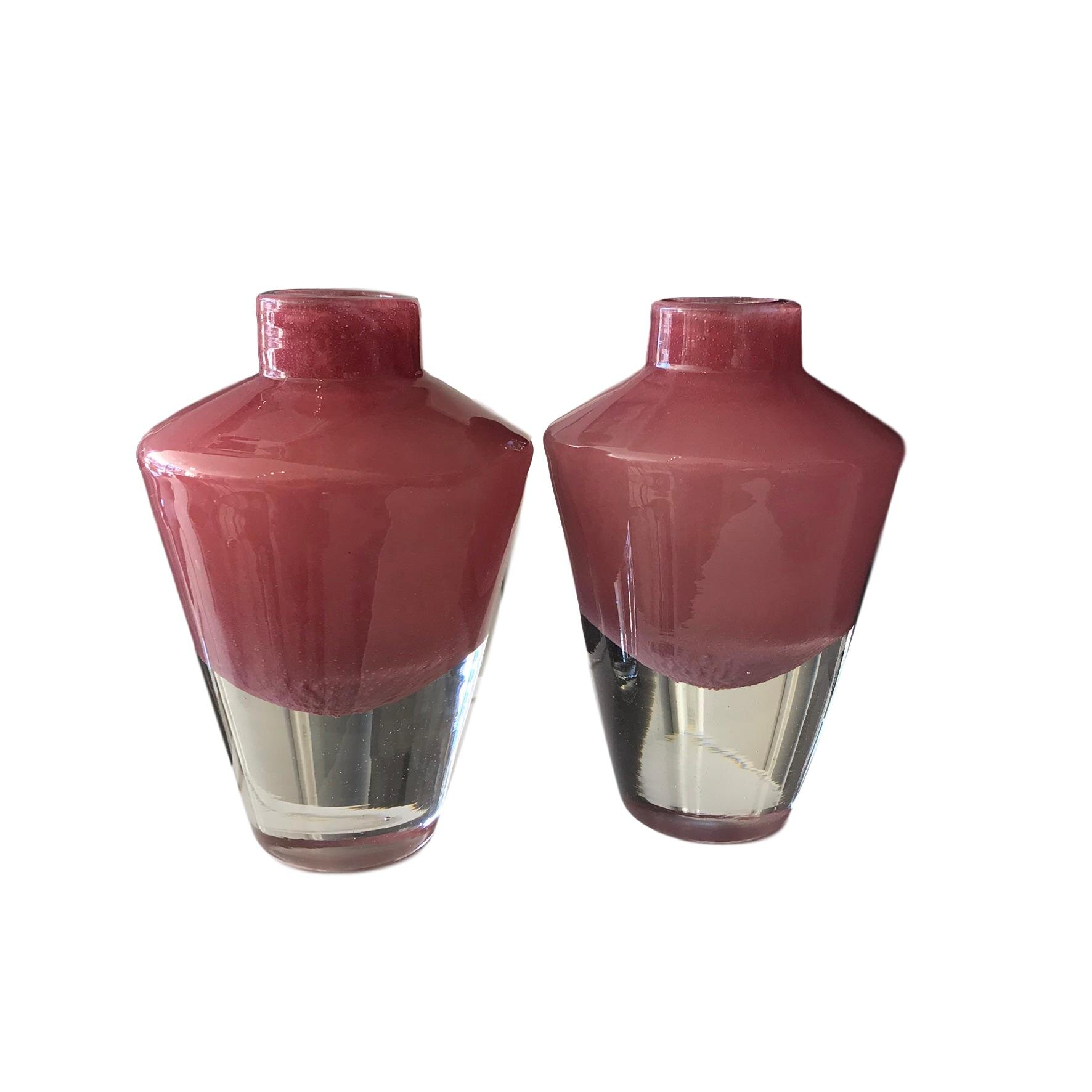 Taper Glass Vases, Cranberry