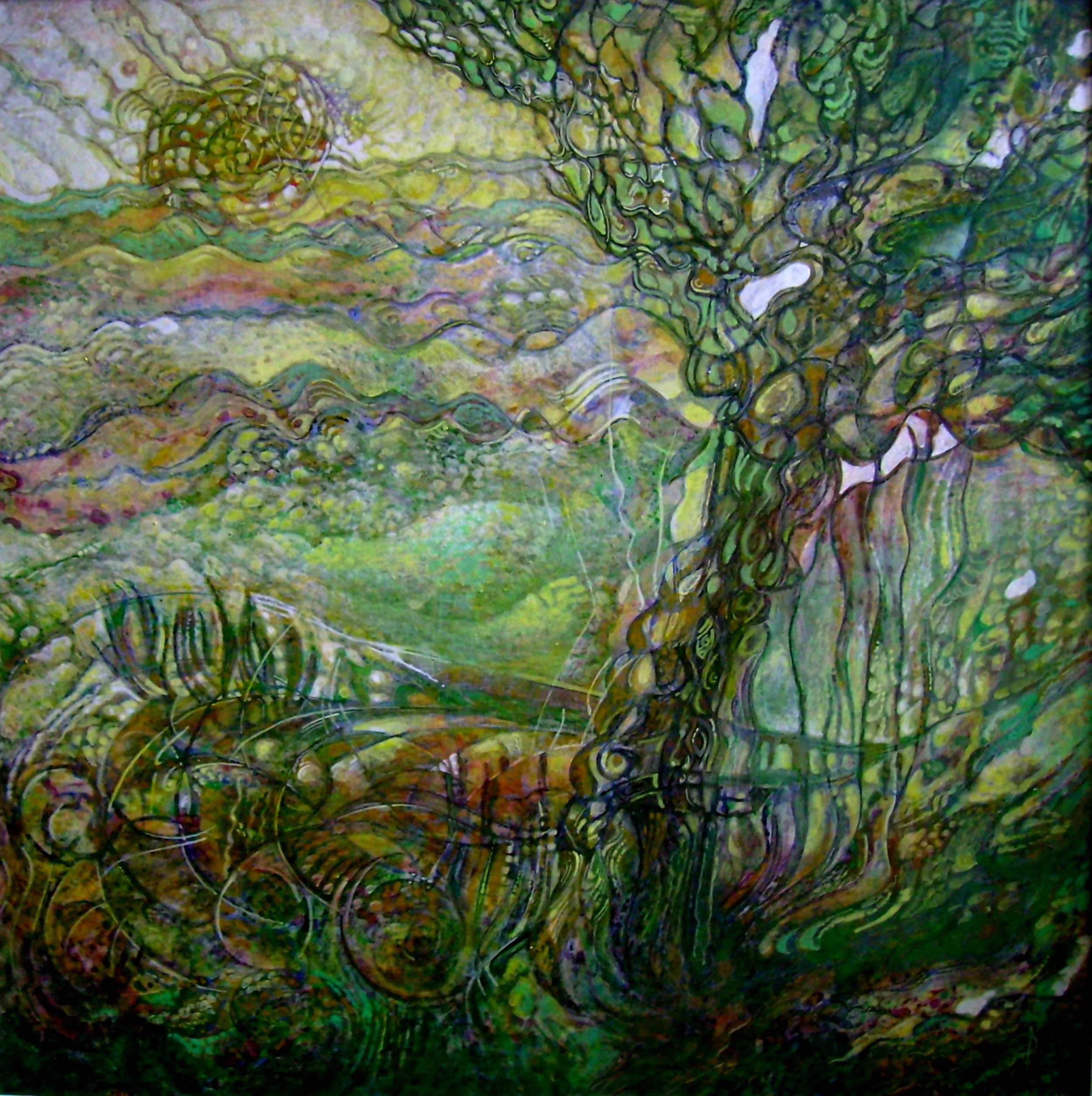 Morning, 50x50 cm, primed cardboard, acrylic, 2002