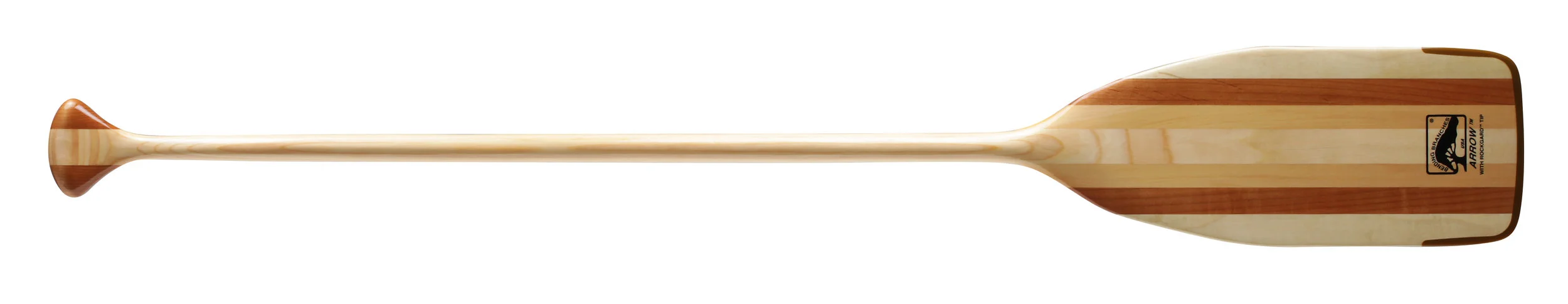 Arrow: The Arrow recreational canoe paddle is at home on rivers or lakes, and it delivers great performance for a reasonable price. The Arrow is hand-crafted of a blend of beautiful hardwoods – basswood, red alder, and maple - in Osceola, Wisconsin. Its seven-laminate blade provides strength and durability, and the blade tip is edged with Bending Branches’ Rockgard® protection.