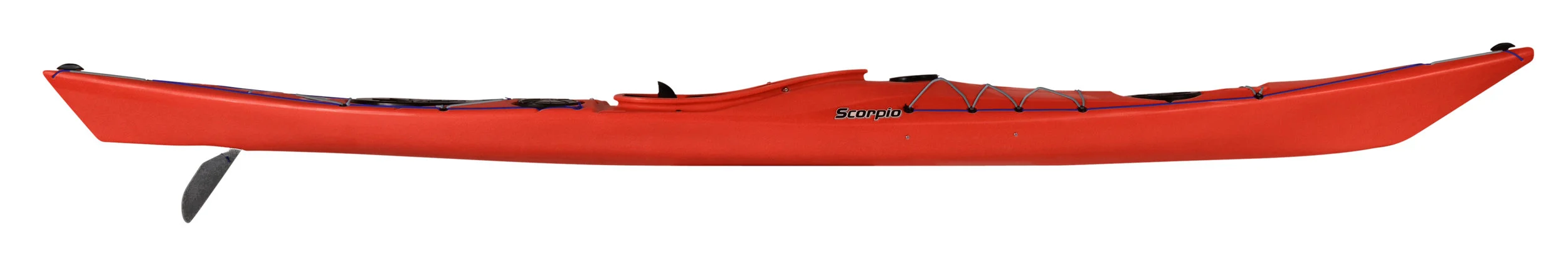 Scorpio MV: Increased performance on the water, and easier to manage on dry land, the Scorpio MKII MV in CoreLite X suits even more paddlers' needs. A further increase in durability also means that individuals can explore rocky coastlines and shallow bays with absolute confidence, professional users will enjoy a reliable and responsive working platform with an impressive lifespan, and centres can give their clients something that’s exciting and encourages progression without excessive fleet replacement or maintenance costs. The Scorpio shares the same progressive hull profile as the Cetus, transitioning seamlessly from a slender bow to a highly stable, slight ‘V’ body with rounded chines, giving a smooth ride and effortless control in all conditions; generous bow rocker means that the Scorpio MKII also runs with the waves like no other polyethylene sea kayak out there.