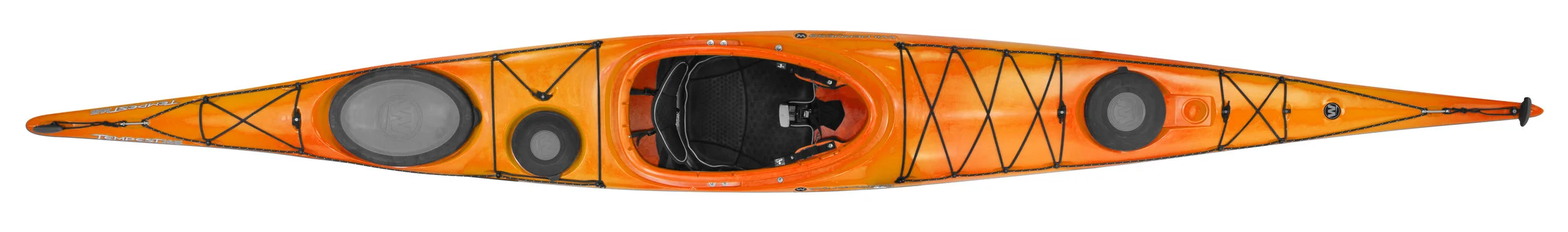 Tempest 165: British style kayak with a touring orientation. Signature performance, but designed for paddlers with a smaller frame, this touring kayak features a lower deck, narrow beam, and slightly shorter length.