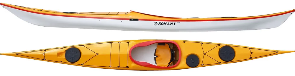 Romany Excel: A manoeuvrable and stable kayak for the extra large paddler. Designed for rough water and ease of handling in conditions. Due to boxy rails this kayak will also be suitable for the paddler who wants more stability. An ideal kayak for the 16+ stones person (102+ kilos). The kayak has a larger and wider keyhole cockpit and offers extra leg room due to a raised area either side of the cockpit. In stock Romany Excel colors.