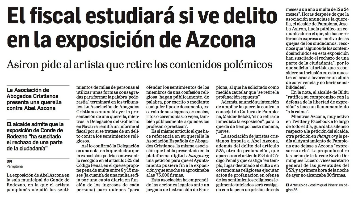 Martes, 24 de Noviembre de 2017. Diario de Navarra.