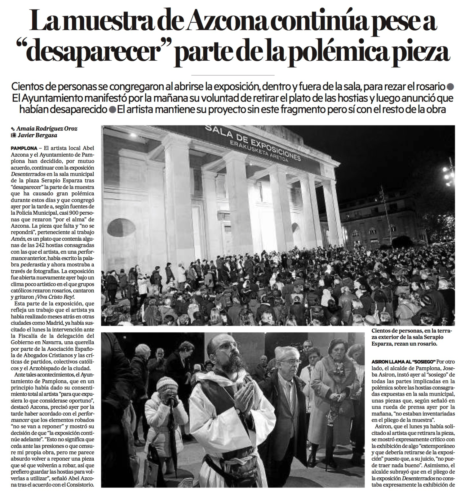 Miércoles, 25 de Noviembre de 2015. Diario de Noticias de Navarra.