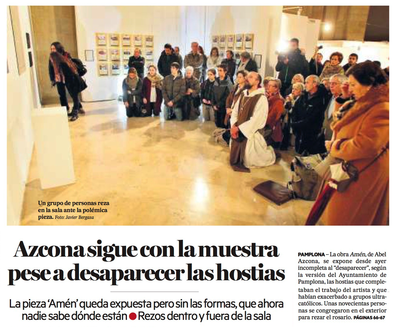 Portada del Diario de Noticias de Navarra. Miércoles, 25 de Noviembre de 2017.