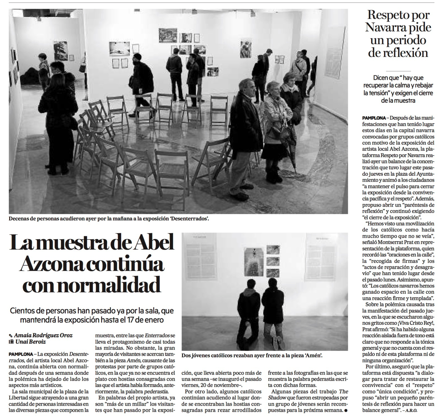 Domingo, 29 de Noviembre de 2015. Diario de Noticias de Navarra.