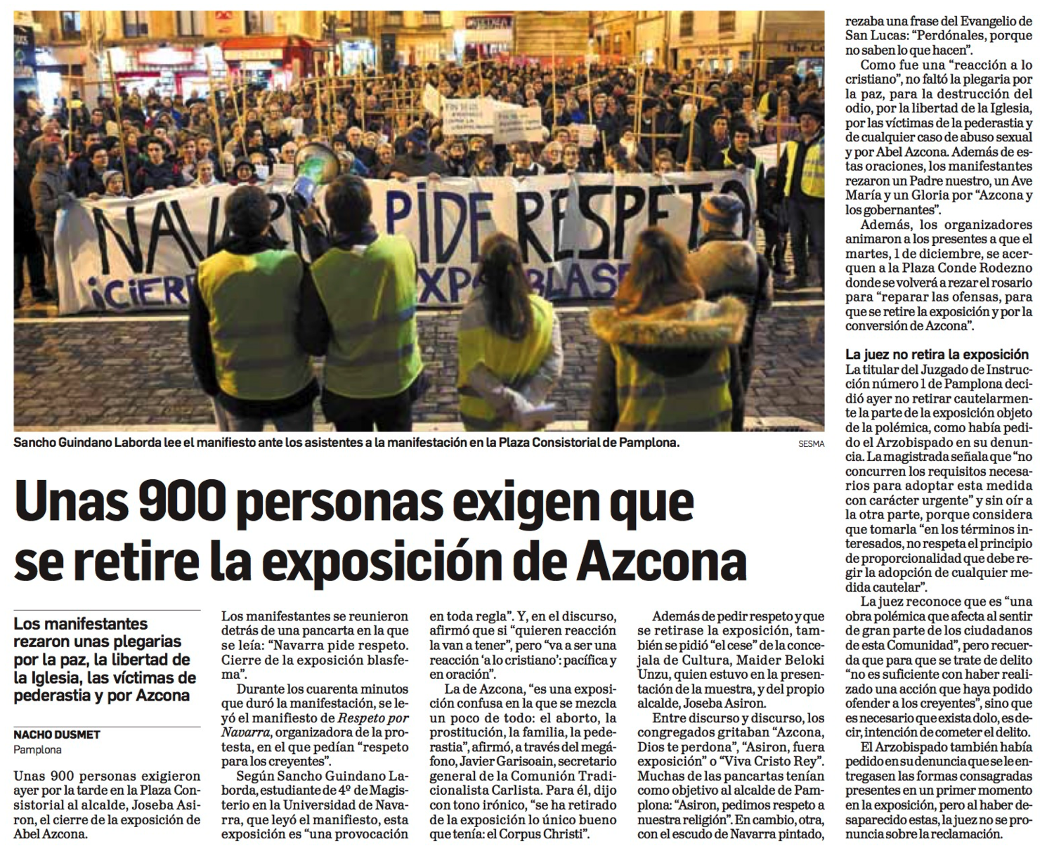 Viernes, 27 de Noviembre de 2015. Diario de Navarra.