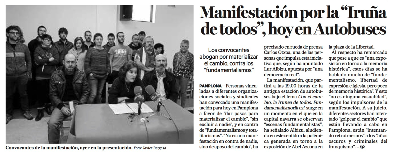 Martes, 1 de Diciembre dice 2015. Diario de Noticias de Navarra.