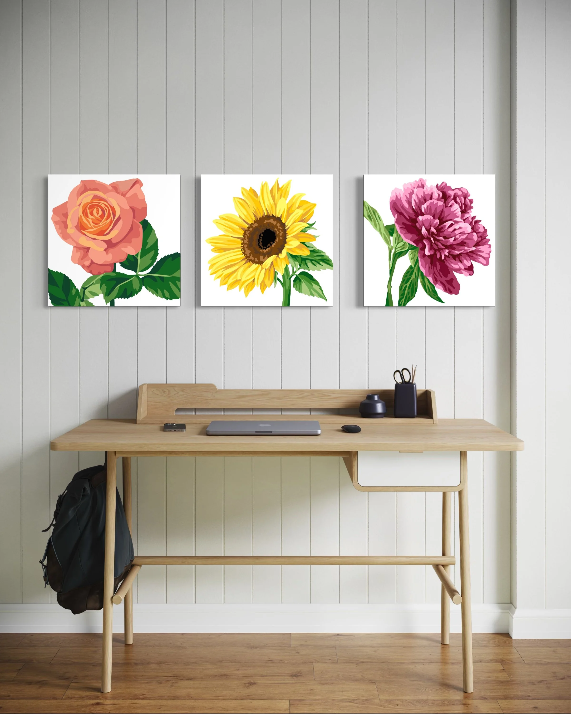 Peony, sunflower, & rose kit 3-pack