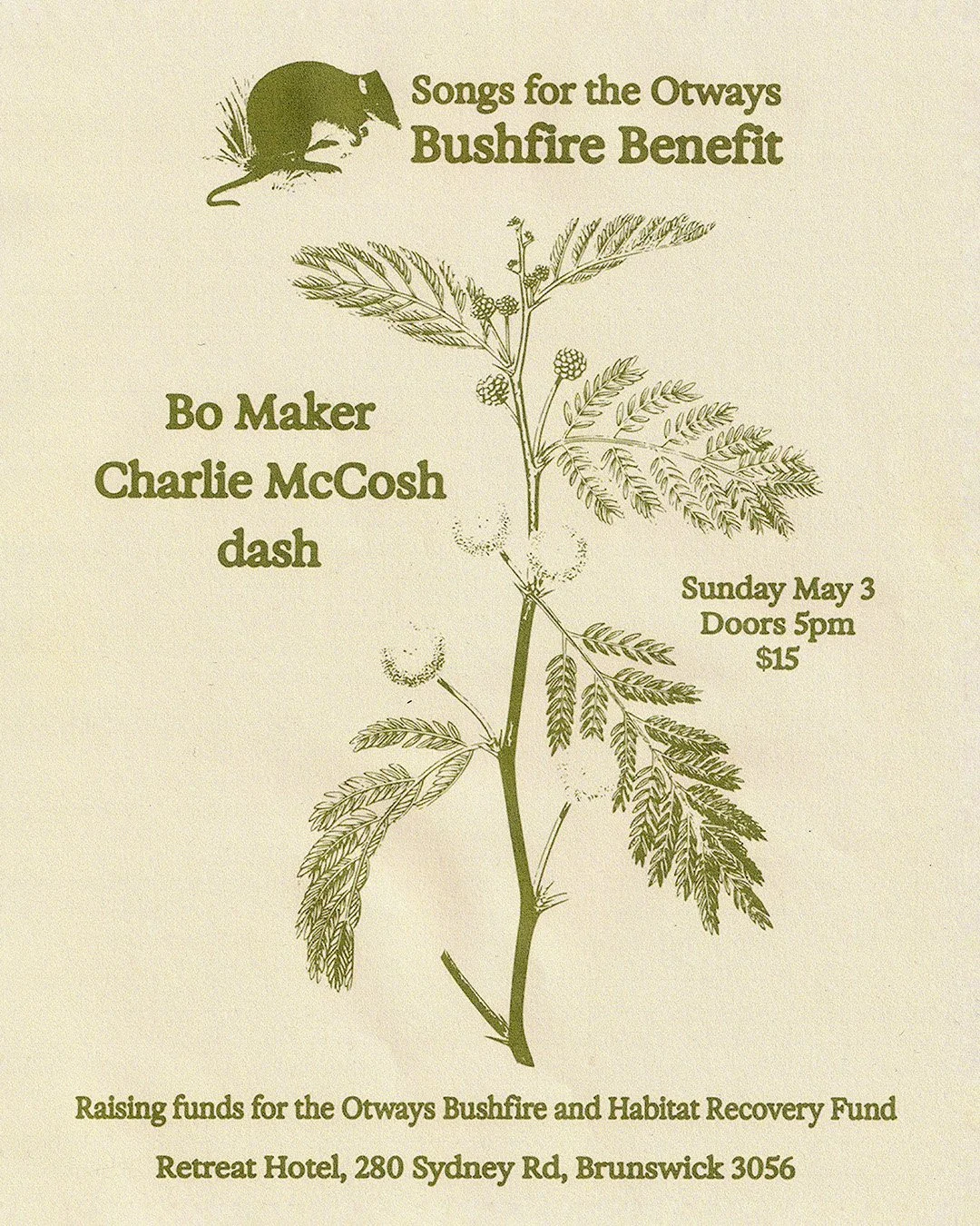 The Bushfire Benefit featuring Bo Maker, Charlie McCosh and dash