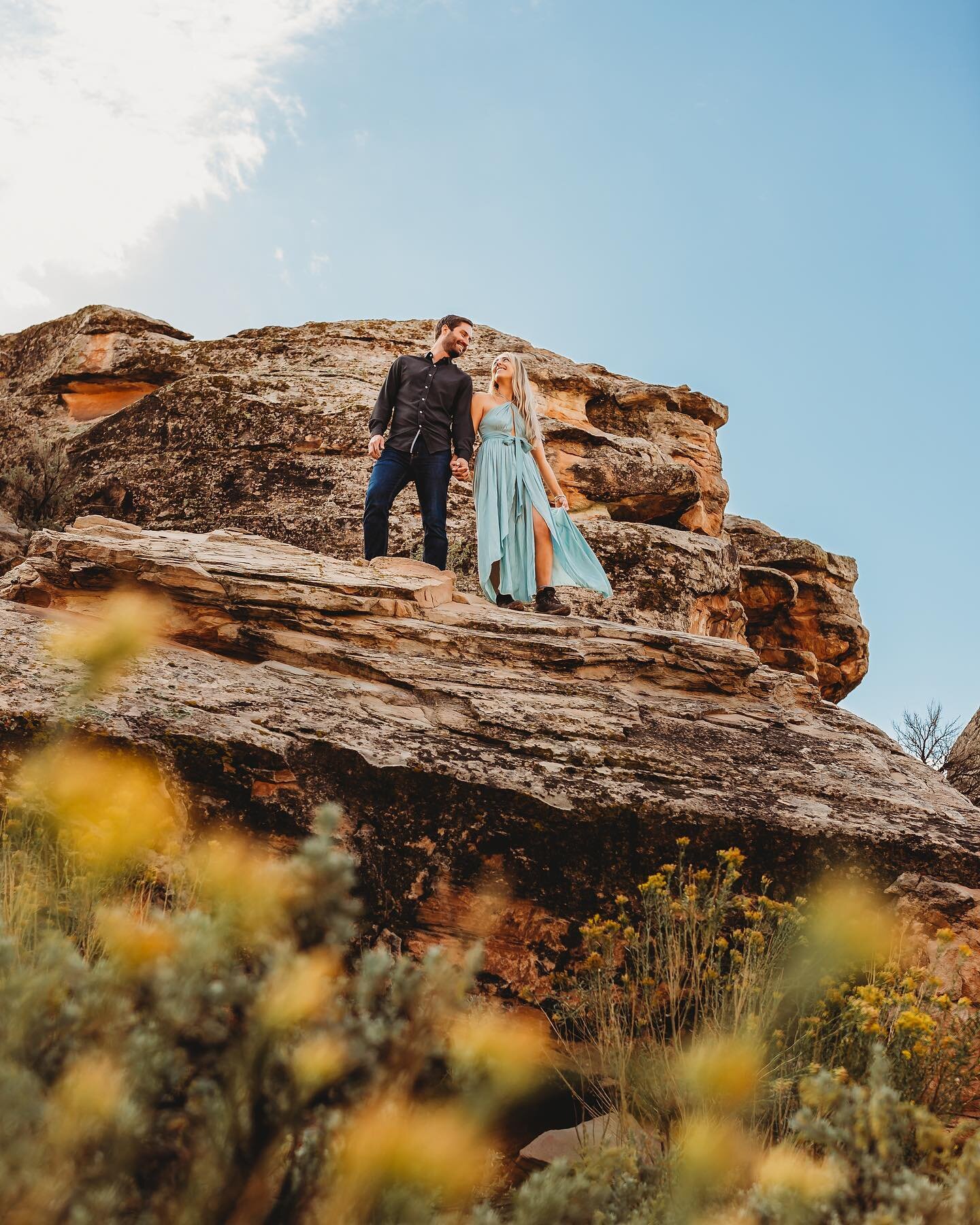 Fall is the best season in the desert! The temperature drops, the leaves of the trees on the riverbanks start changing, and the yellow rabbitbrush blooms come out in full force.

The night before Trevor proposed to Alyx, there was a torrential downpo