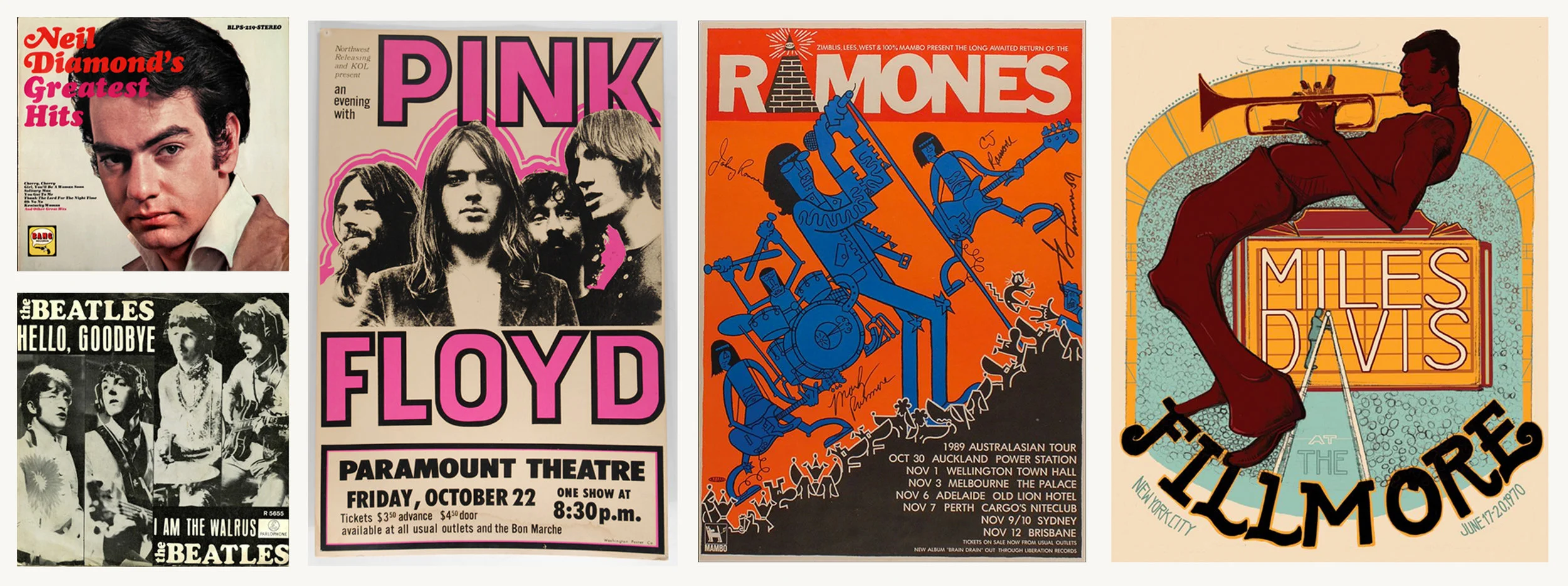 We took a lot of inspiration from 60’s - 80’s vinyl art and band posters. We were especially drawn to the bright block colours, fun typography and energetic feel.