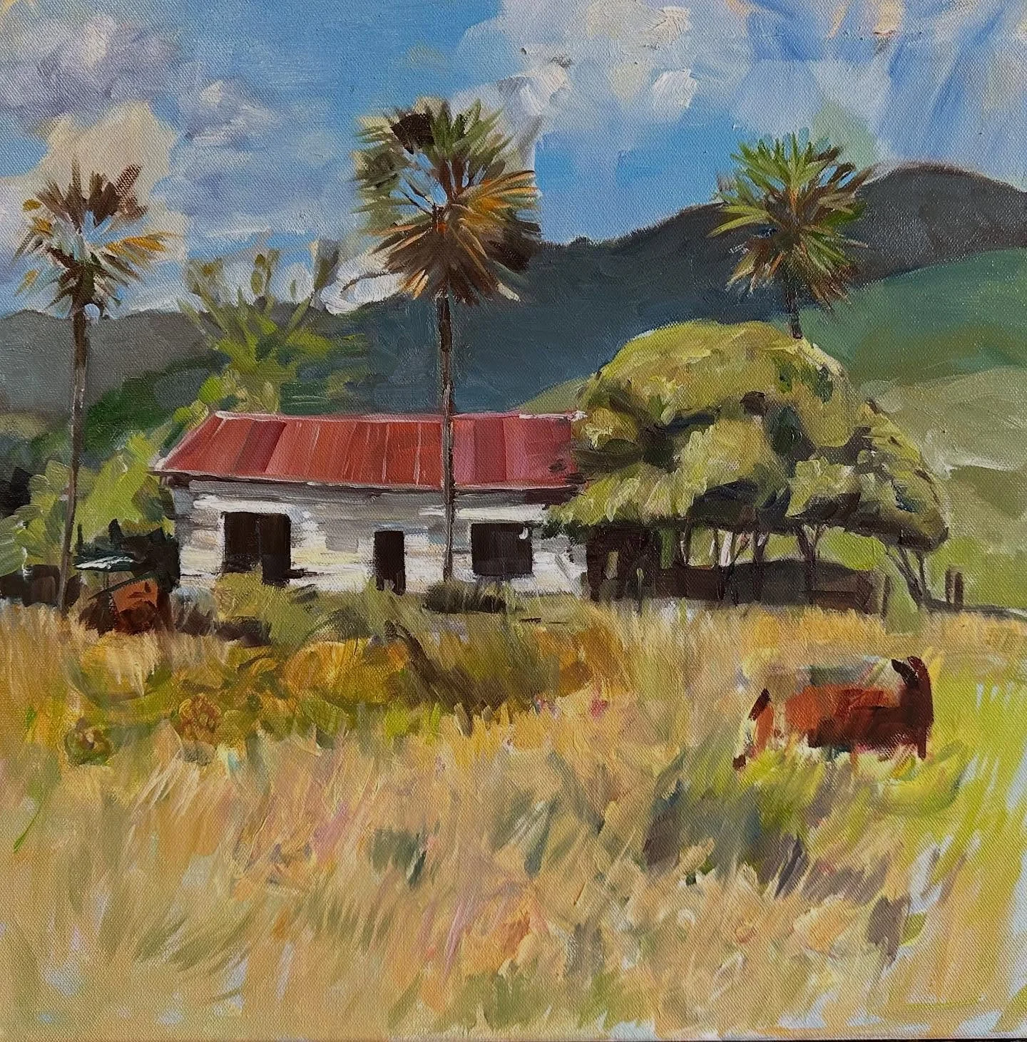 Couldn&rsquo;t drive by this little building it had to be painted #oil #landscape #south island #newzealand #lovepainting🎨