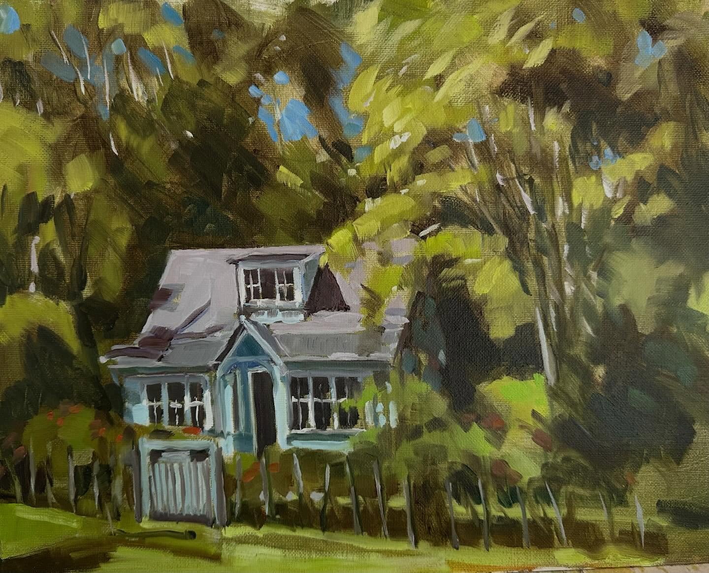 Love this little cottage in Rue Grehan Akaroa#oil#pleinair and studio#lovepainting❤️