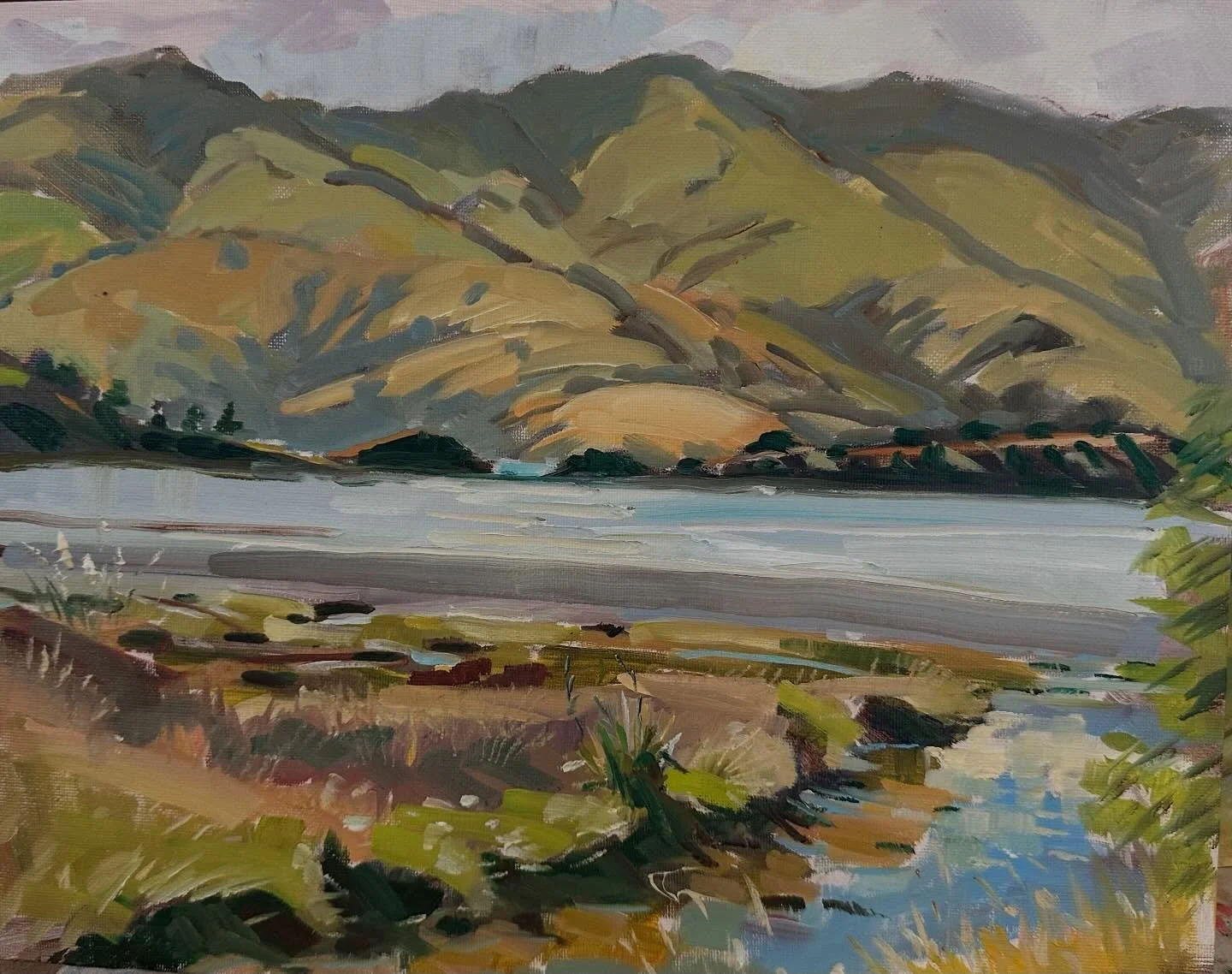 A beautiful view from Devauchelles bridge. Pleinair,oil on canvas board. Akaroa, Christchurch, Newzealand. Landscape,seascape. Lovepainting🎨