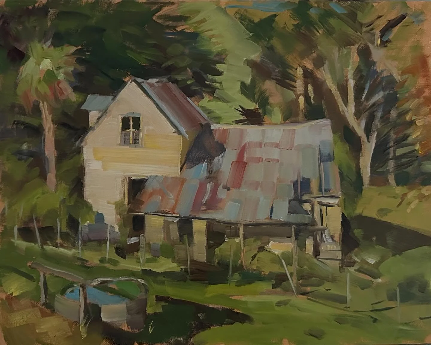 I did 3 paintings pleinair on Friday each from a different angle all will need a little more in studio. I think this one is working well it was the last one and the sun was warming at the end of the day. Old villa built by the early Vogan family who 