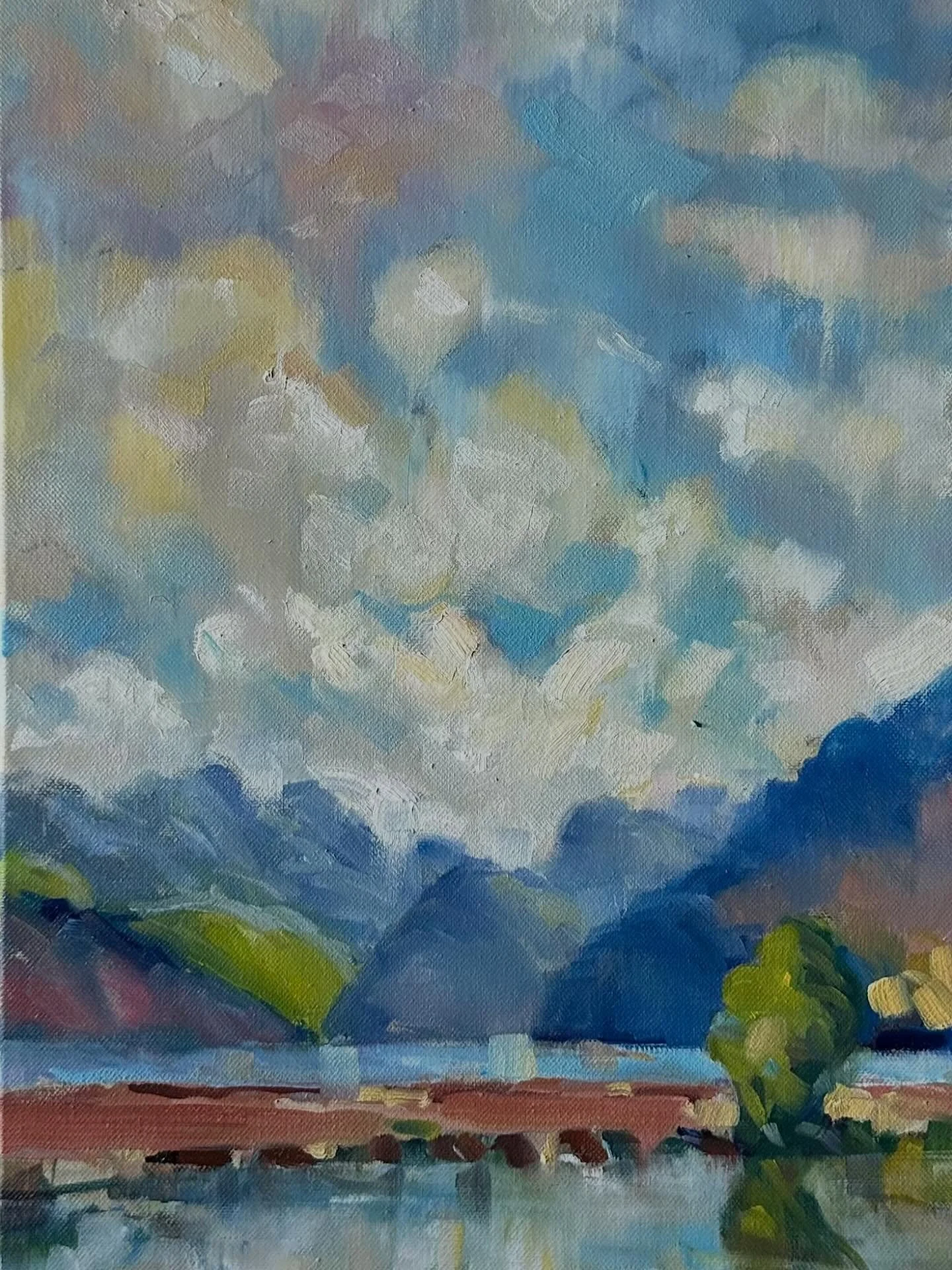 A little experiment, hard to show on this format but it&rsquo;s tall and skinny. Concentrating on skies&hellip; love painting🎨