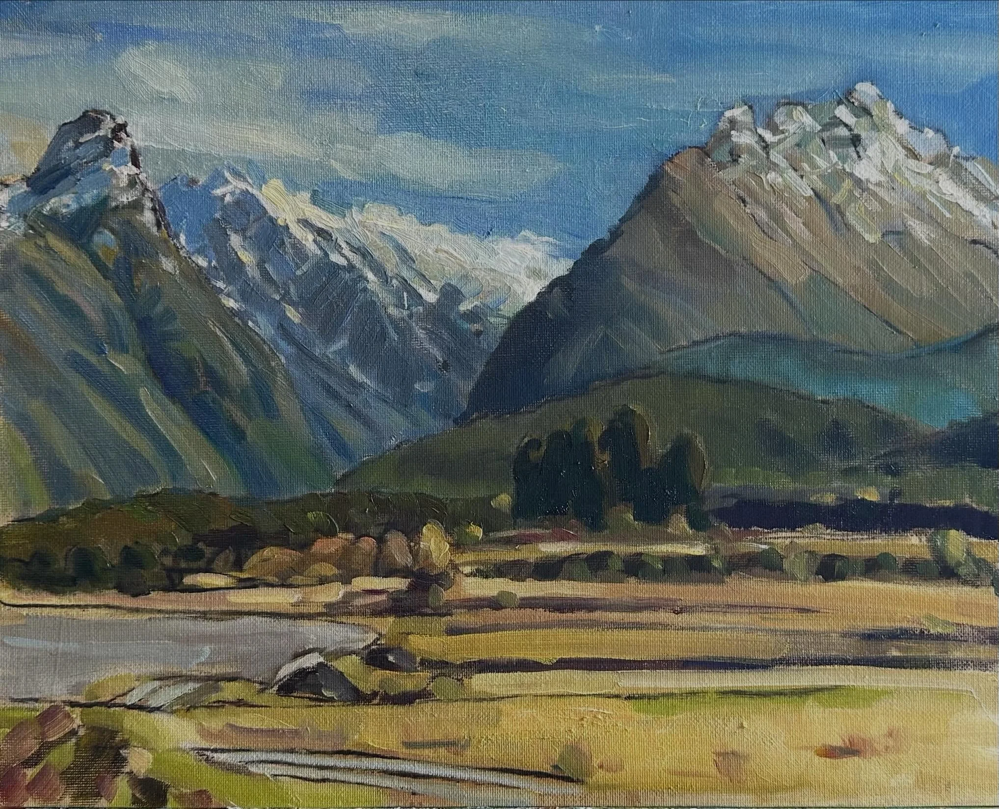 A recent trip to Queenstown with Anne Moore-artist resulted in 3 paints pleinair. A little touch up in studio on one as the wind prevented continuing. The second and third image might get a bit more too. Beautiful Queenstown and Glenorchy in autumn (