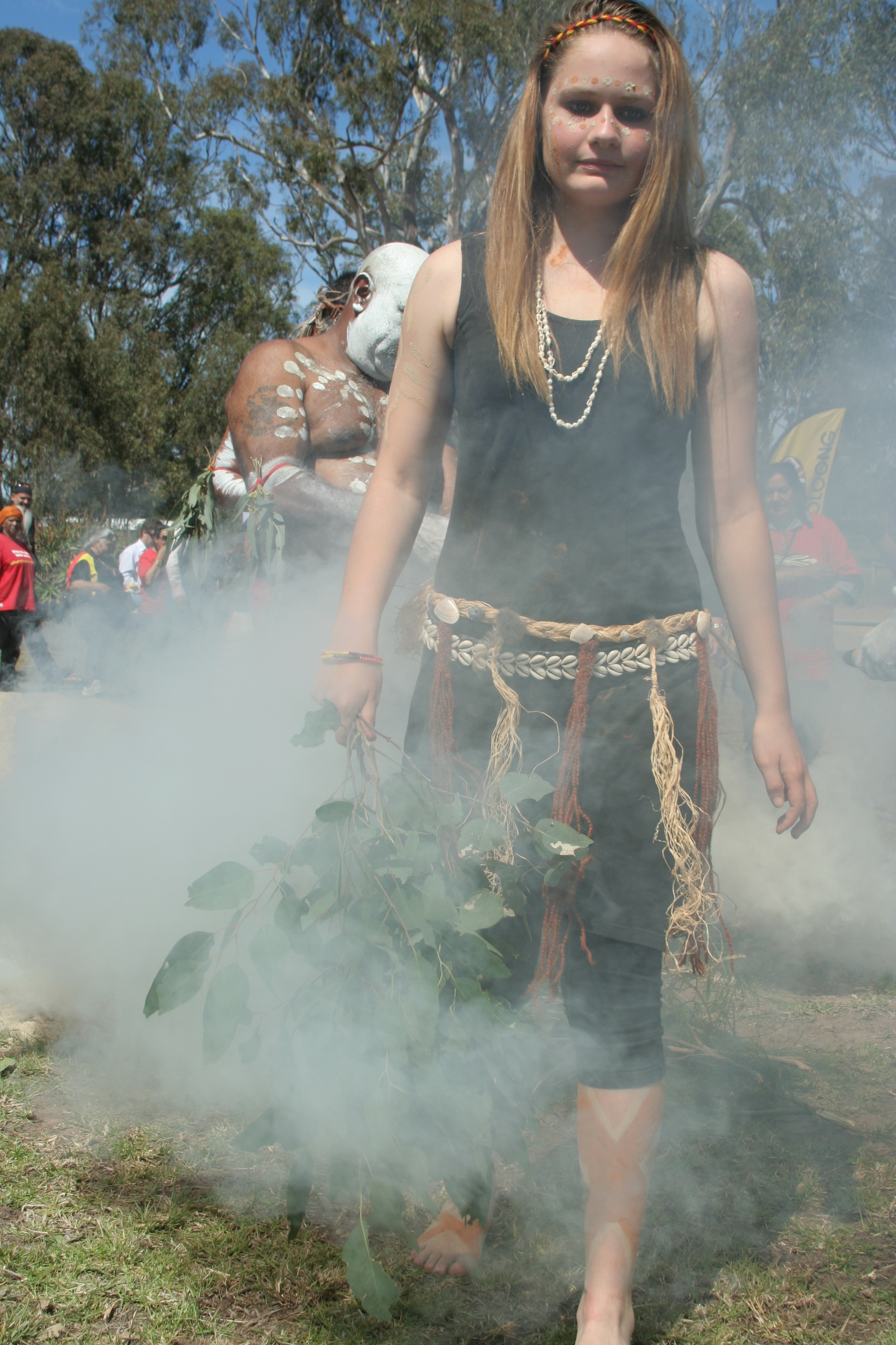 Indigenous dancers during smoking ceremony to open  Gunaikurnai settlement day.JPG