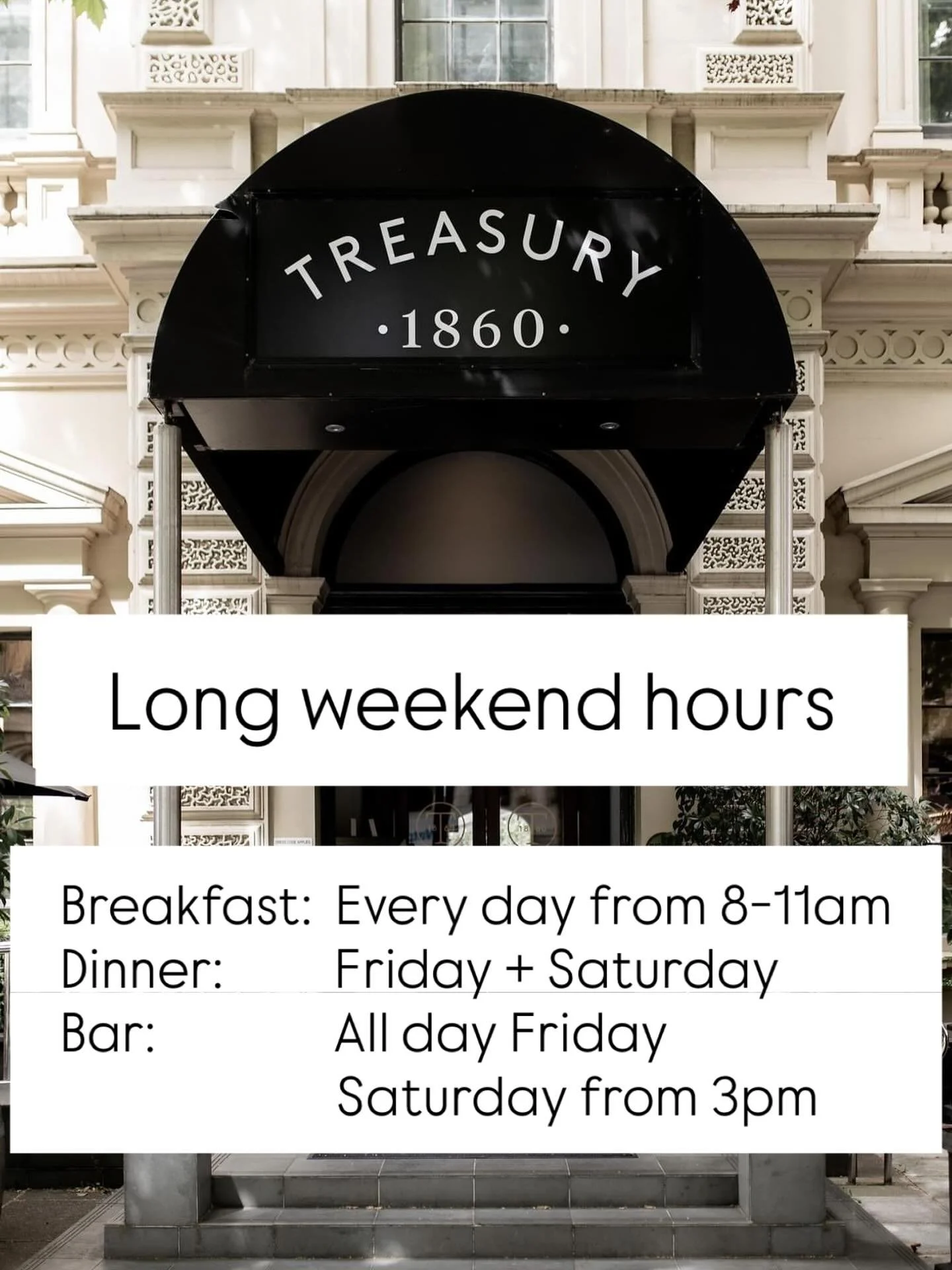 Start your long weeekend with an extra long happy hour tonight @treasury1860 
Beer + wine  4-6pm
Cocktails  6-8pm

Open for dinner Saturday night
Open for breakfast every day from 8-11am!

#happyhour #beer #wine #cocktails #adelaideeats #adelaide #ad