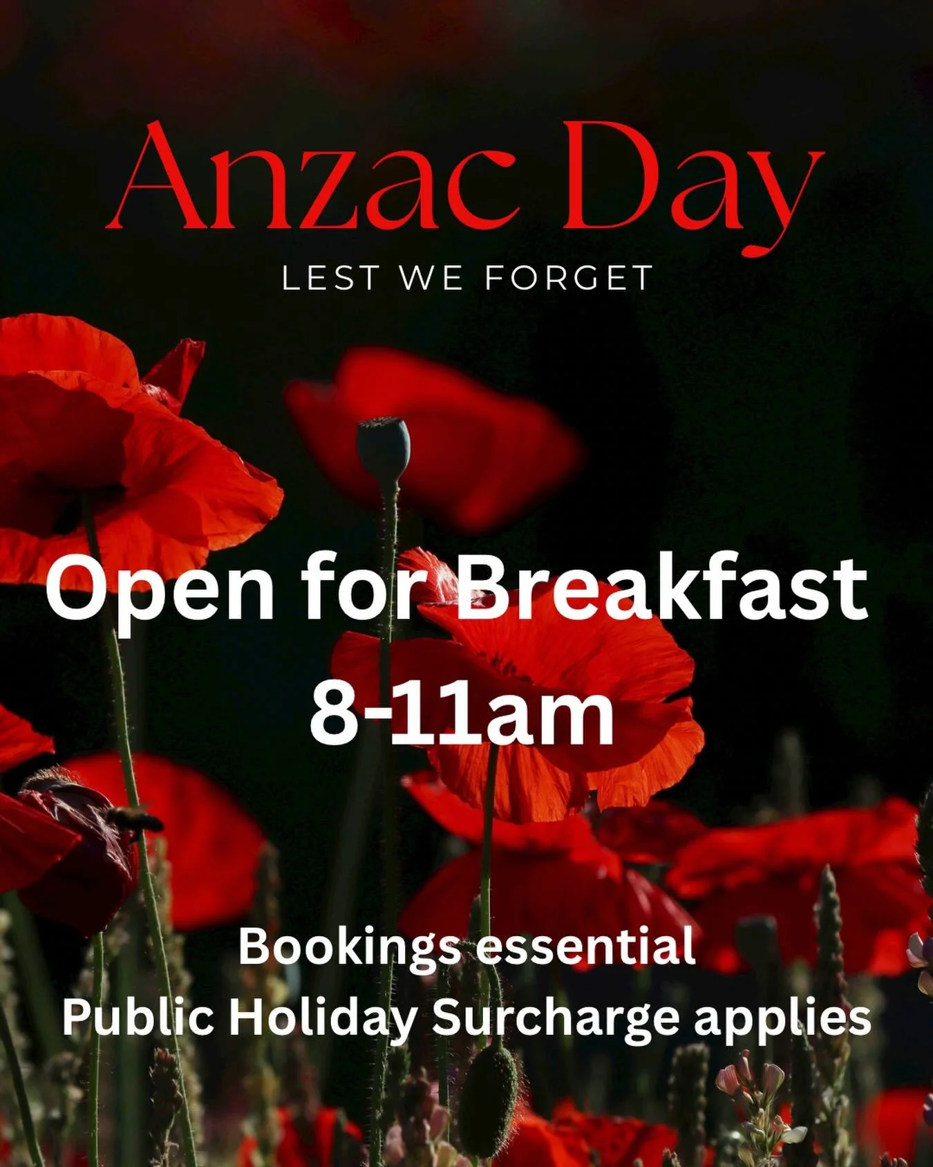 Serving coffee and our amazing breakfast menu from 8-11am Saturday 25th*

*Bookings essential 
*public Holiday Surcharge applies

@experienceadl @annathomasproductions 
#breakfast #brunch #adelaidebrunch #adelaide #adelaideeats