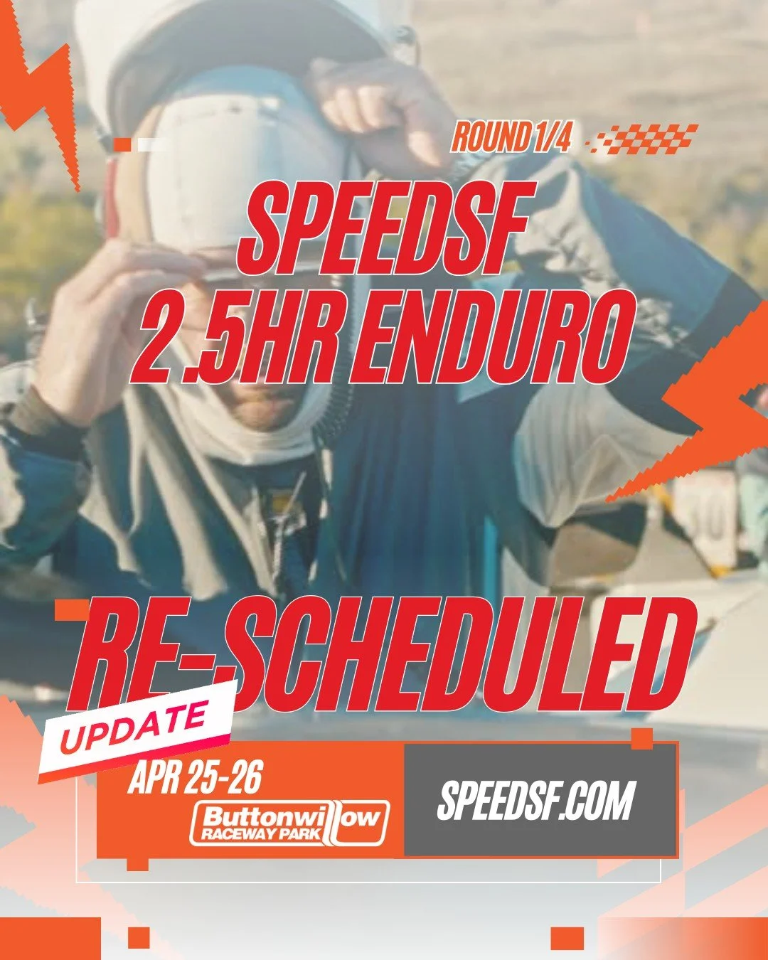 Endurance Schedule Update.

Our first endurance race has been moved to April 25&ndash;26 at Buttonwillow Raceway Park.

Early-bird pricing is still honored, and you can cancel up to 7 days before the event if needed. We&rsquo;ve heard from many teams