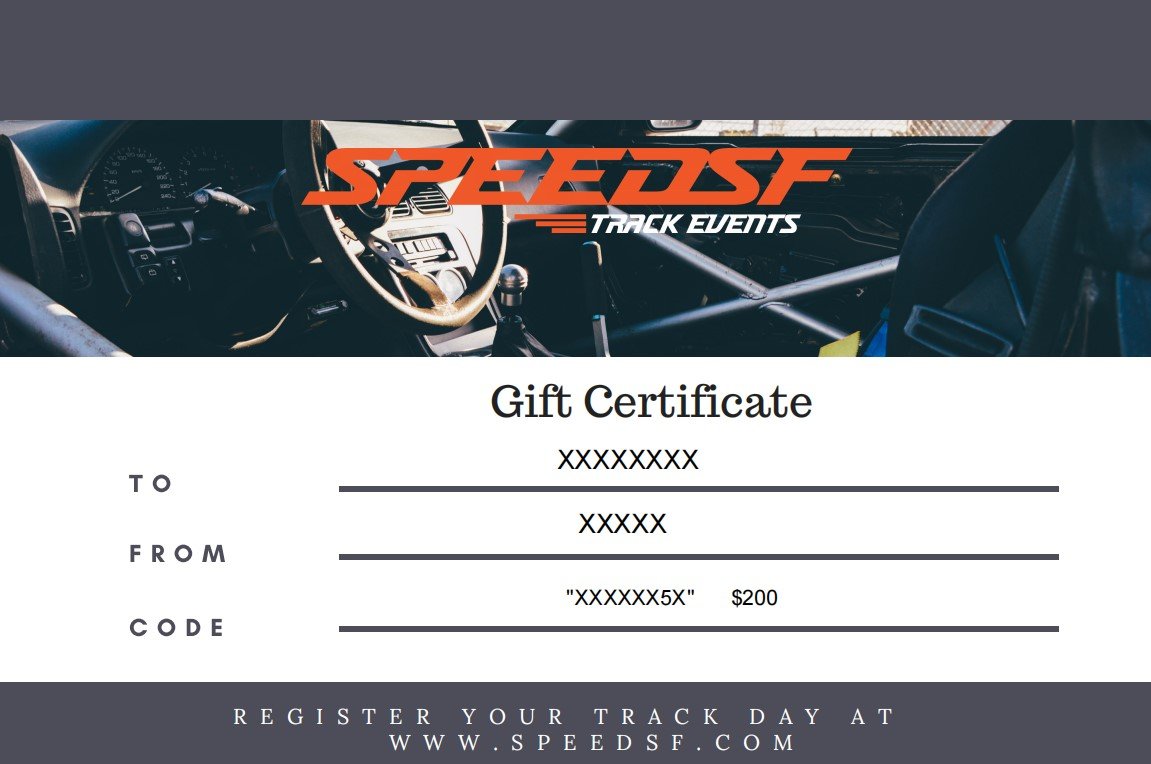 Redeem Drift Experience Gift Certificates