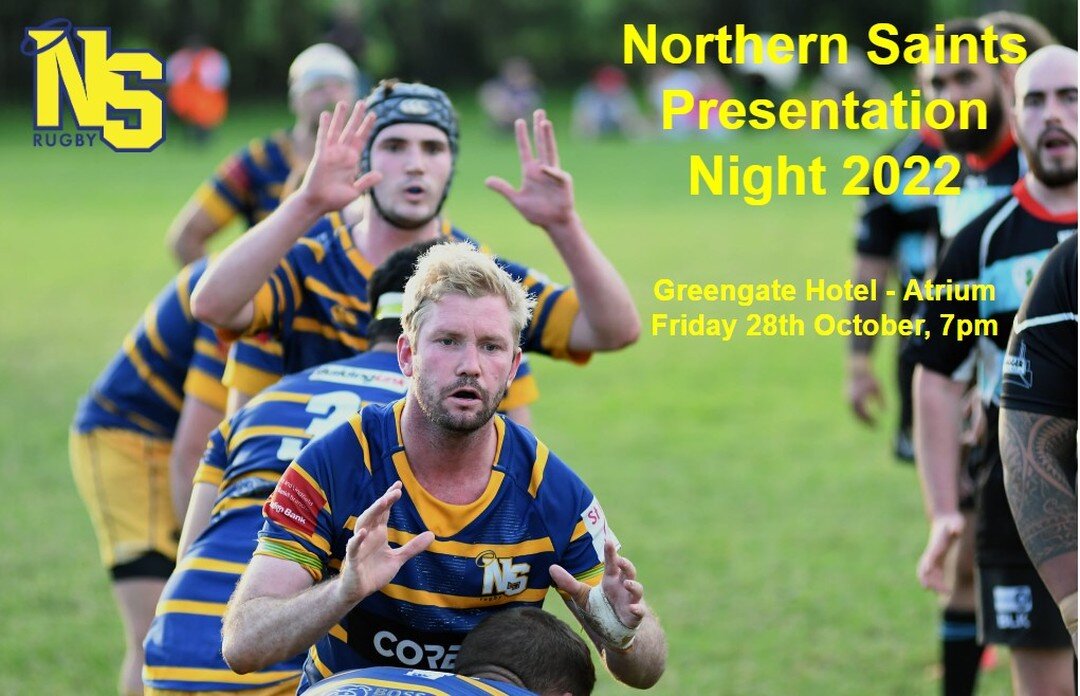 Get your tickets to Presentation Night 2022 now!

Time to celebrate the season that was, with a relaxed Friday night at the Greengate! We hope to see you all there

Northern Saints Presentation Night 2022

Greengate Hotel - Atrium

Friday 28th Octobe