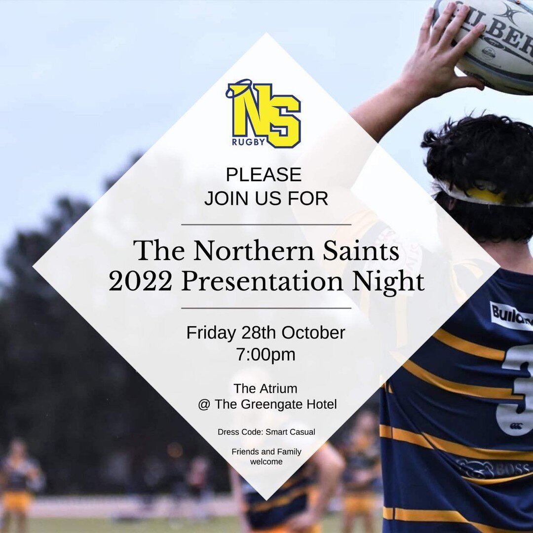 Get your tickets to Presentation Night 2022 now!

Time to celebrate the season that was, with a relaxed Friday night at the Greengate! We hope to see you all there

Northern Saints Presentation Night 2022

Greengate Hotel - Atrium

Friday 28th Octobe