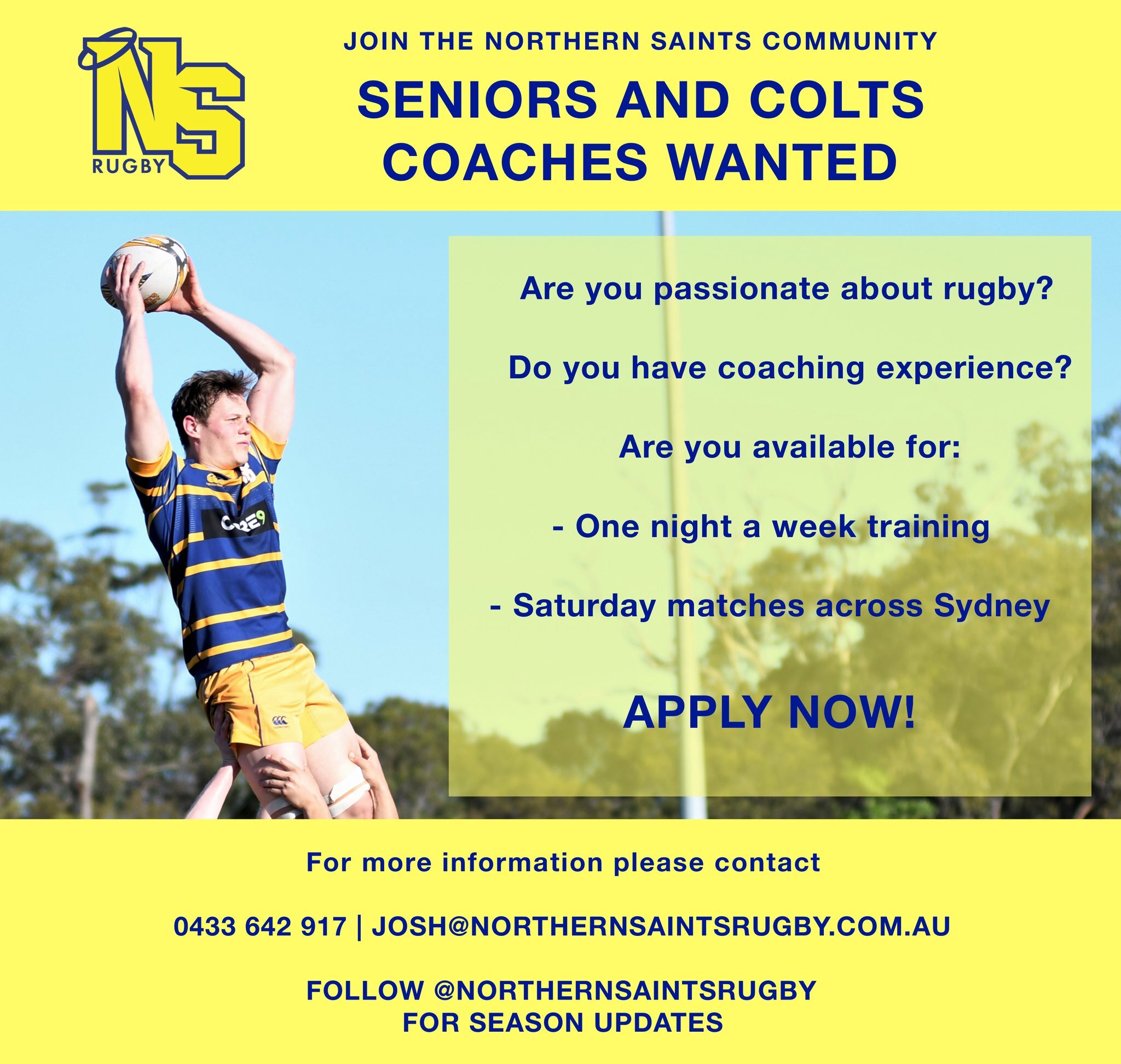 The Saints are gearing up season 2023 and looking to round out their coaching team. If you think you've got what it takes, drop us a message!