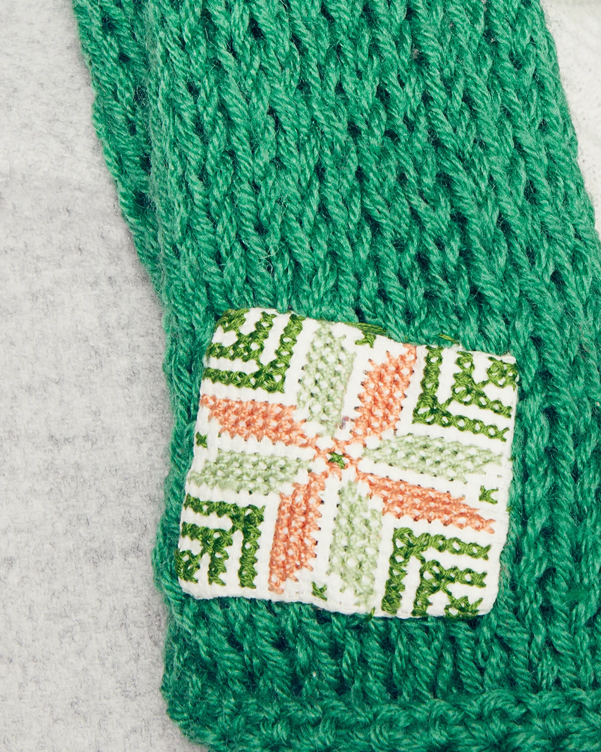 Syrian Scarf - GreenScarf_Handmade_ThreadsOfSyria_ZonChan_ArtisanAndFox_Closeup_Syrian_Embroidery.jpg