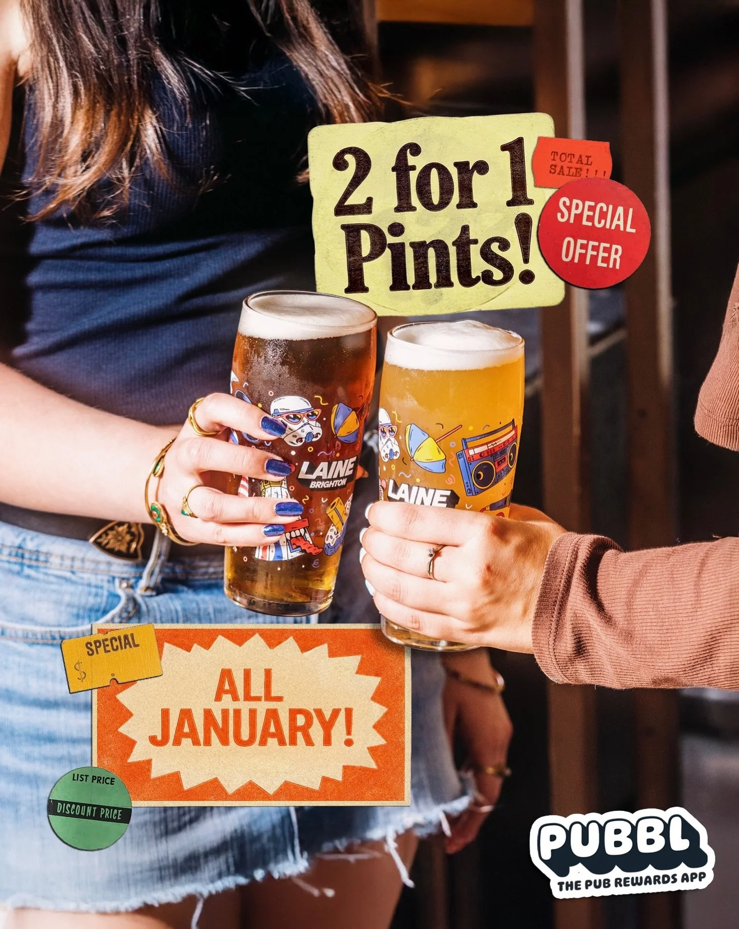 2 FOR 1 PINTS 🍻 All January longgg

Post Christmas balance looking a bit patchy? We&rsquo;ve got you sorted, you and a mate can pick up two Laine pints for price of one all January long (or be double parked all month, no judgement here) 

Available 