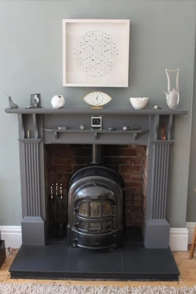 Dark grey painted fireplace | Fran & Lou