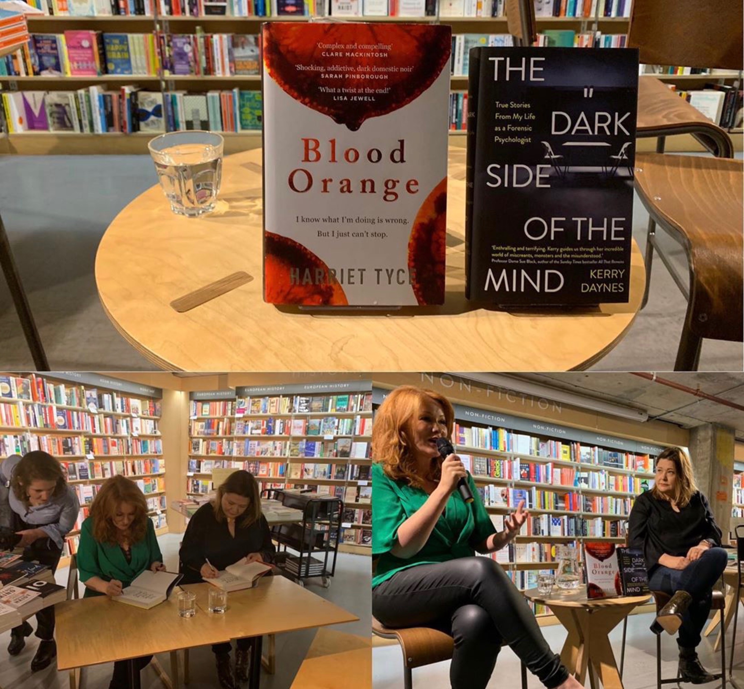 Kerry Daynes and Harriet Tyce at Waterstones Tottenham Court Road (photographs by Jemma Arvanitis).