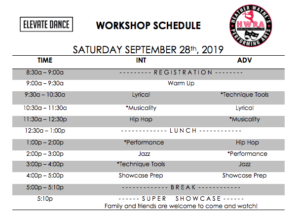 *schedule is subject to change