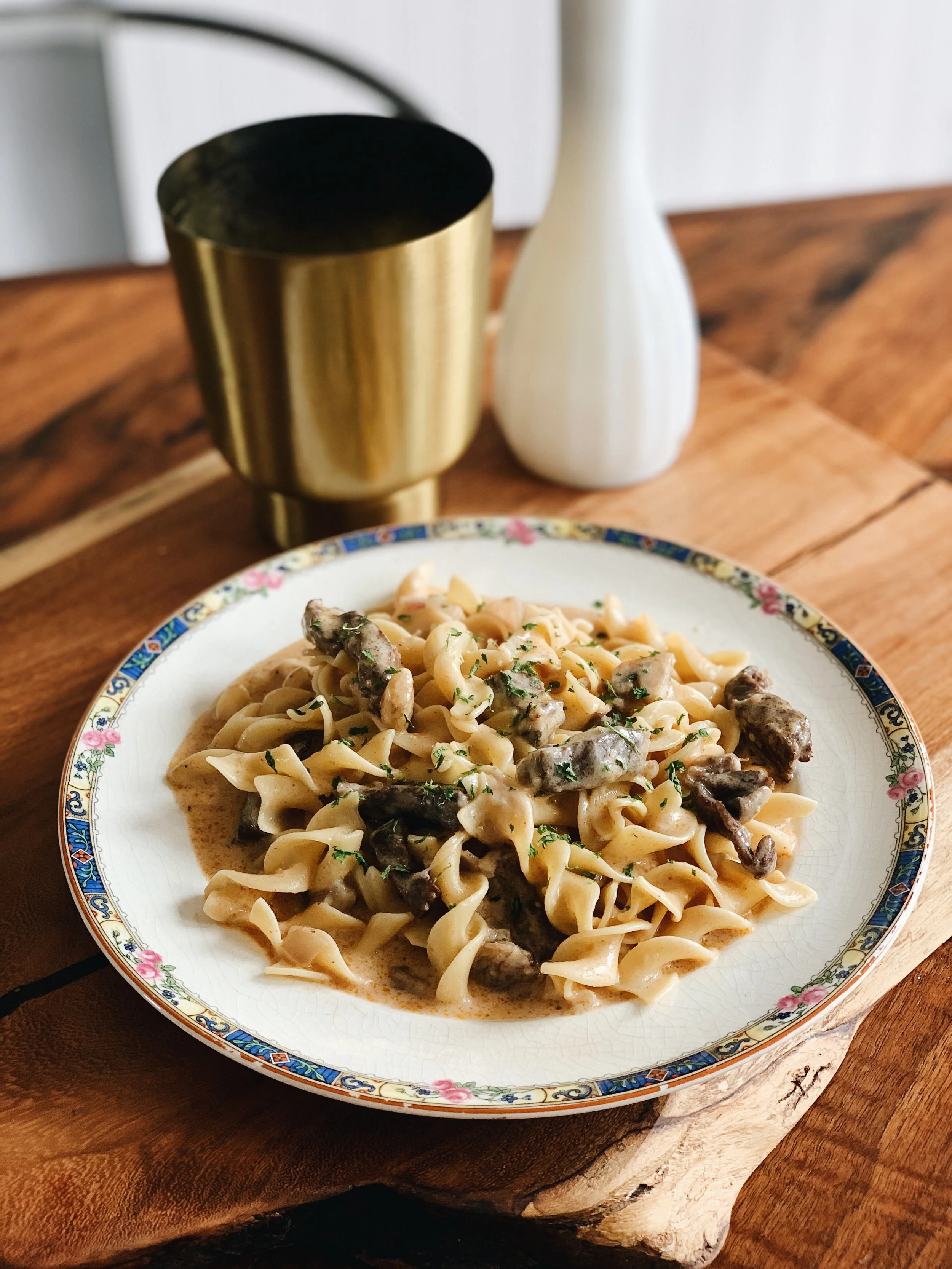 Smoky  Beef Stroganoff~skirt steak recipe