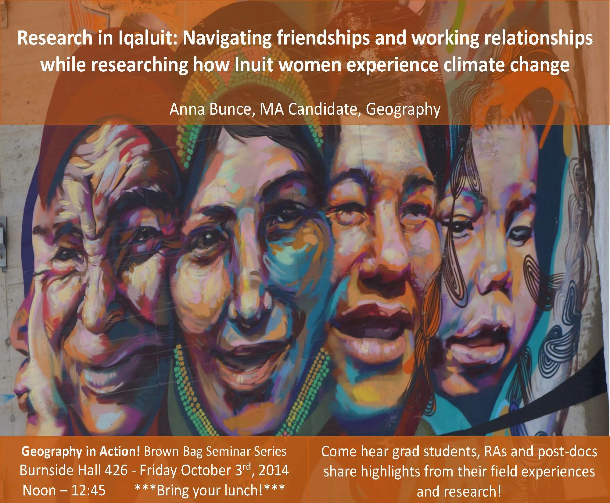 Anna Bunce to present at the Geography in Action Seminar Series, Friday October 3rd 2014