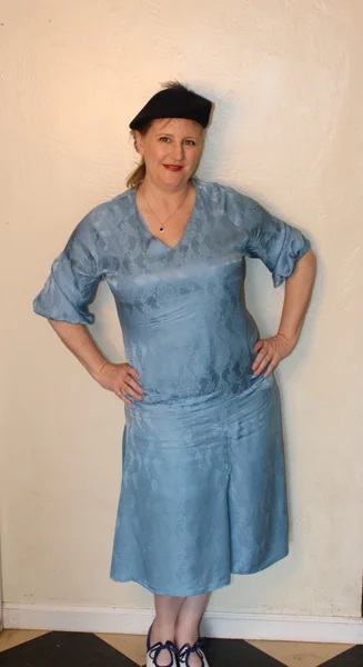 NOT a Grecian Tunic, but I feel fabulous in this semi-fitted 1930’s style shift dress…thanks to shape wear.