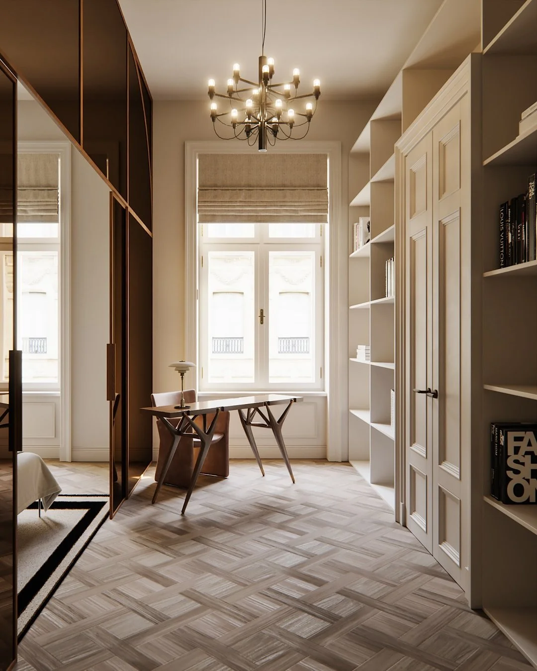 Hosťovsk&aacute; izba a pracovňa. 
BYT PALISADY 3/3

Na opačnej strane bytu, oproti hlavnej sp&aacute;lni, sa nach&aacute;dza tzv. hosťovsk&eacute; kr&iacute;dlo. Oddelen&eacute; rie&scaron;enie prin&aacute;&scaron;a s&uacute;kromie a pohodlie pre ma