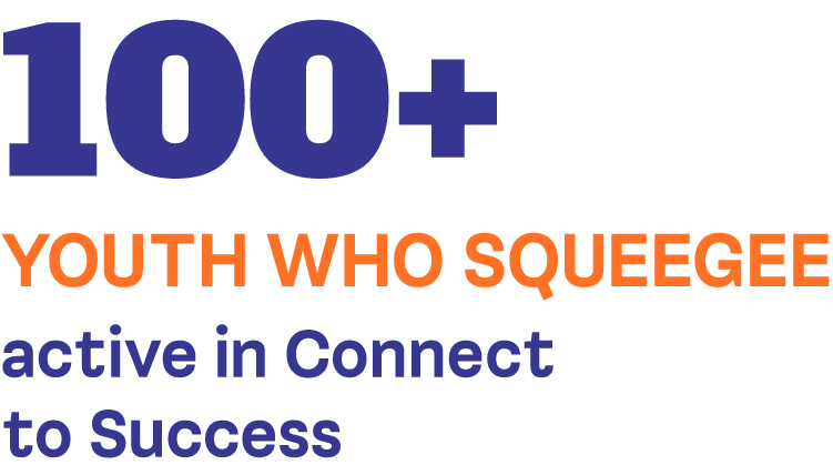 Stat: 100+ "Youth Who Squeegee" active in Connect to Success
