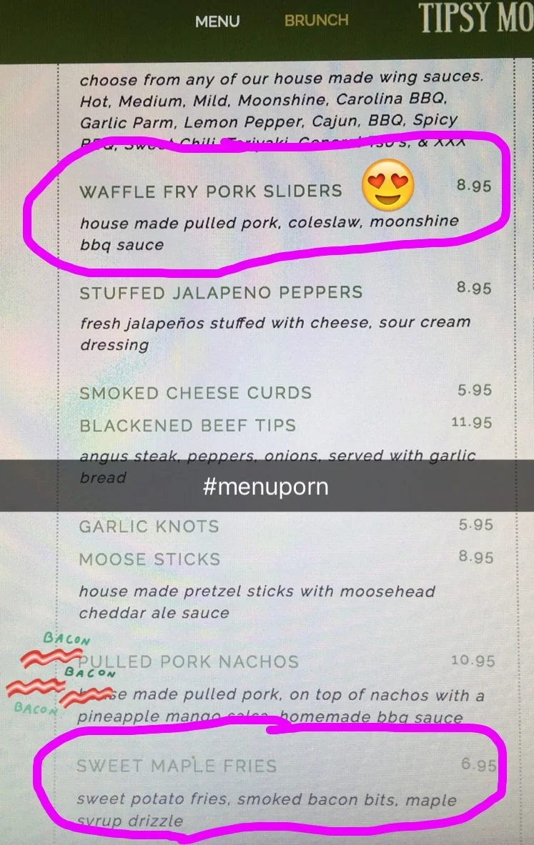 Tipsy Moose Menu Porn