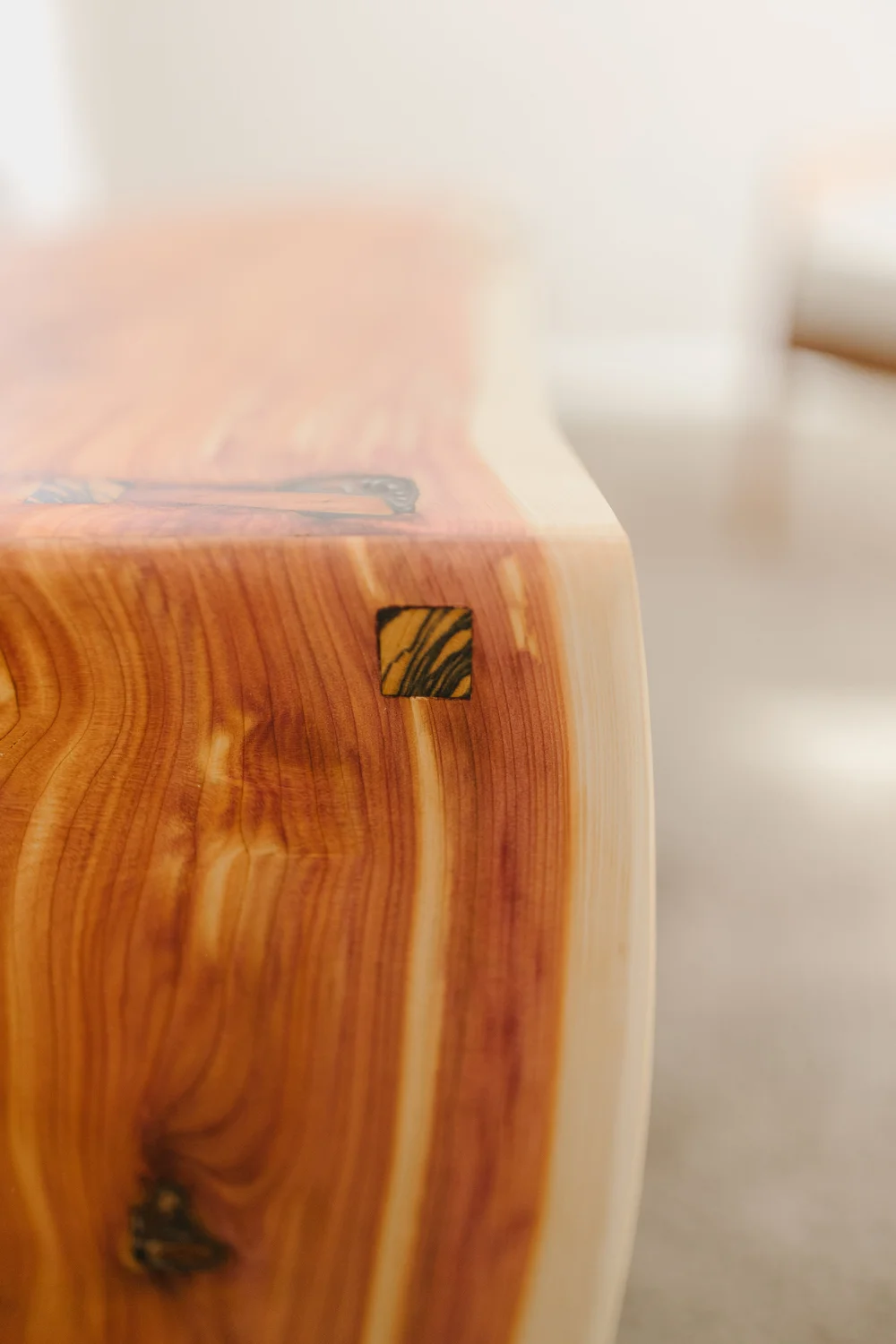 Strait Built Designs Cedar Slab Coffee Table With Hairpin Legs