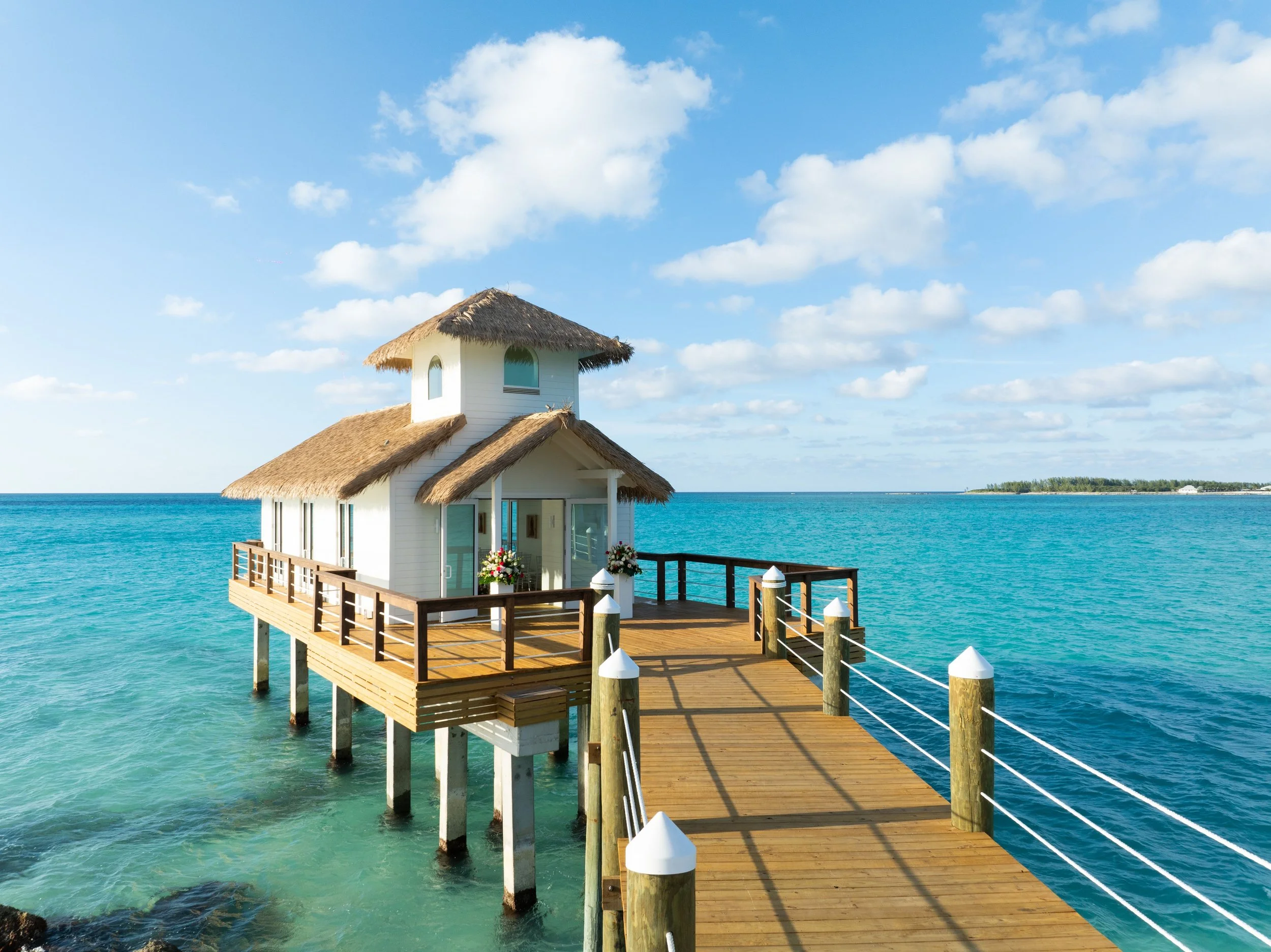 Sandals overwater wedding chapel Caribbean ceremony